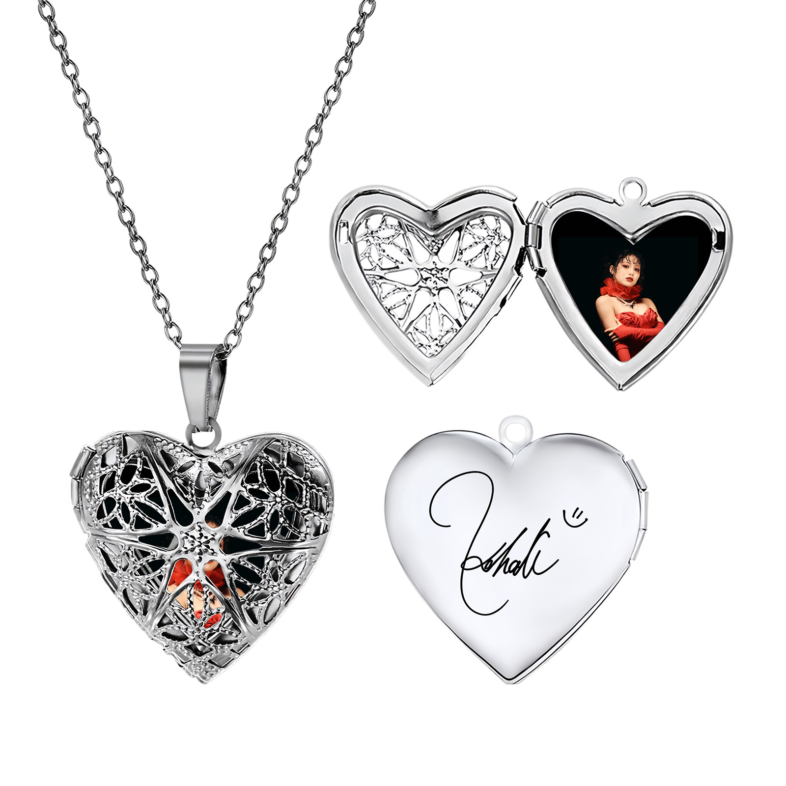 メモリアルハートフォトネックレス【HANA】7種類