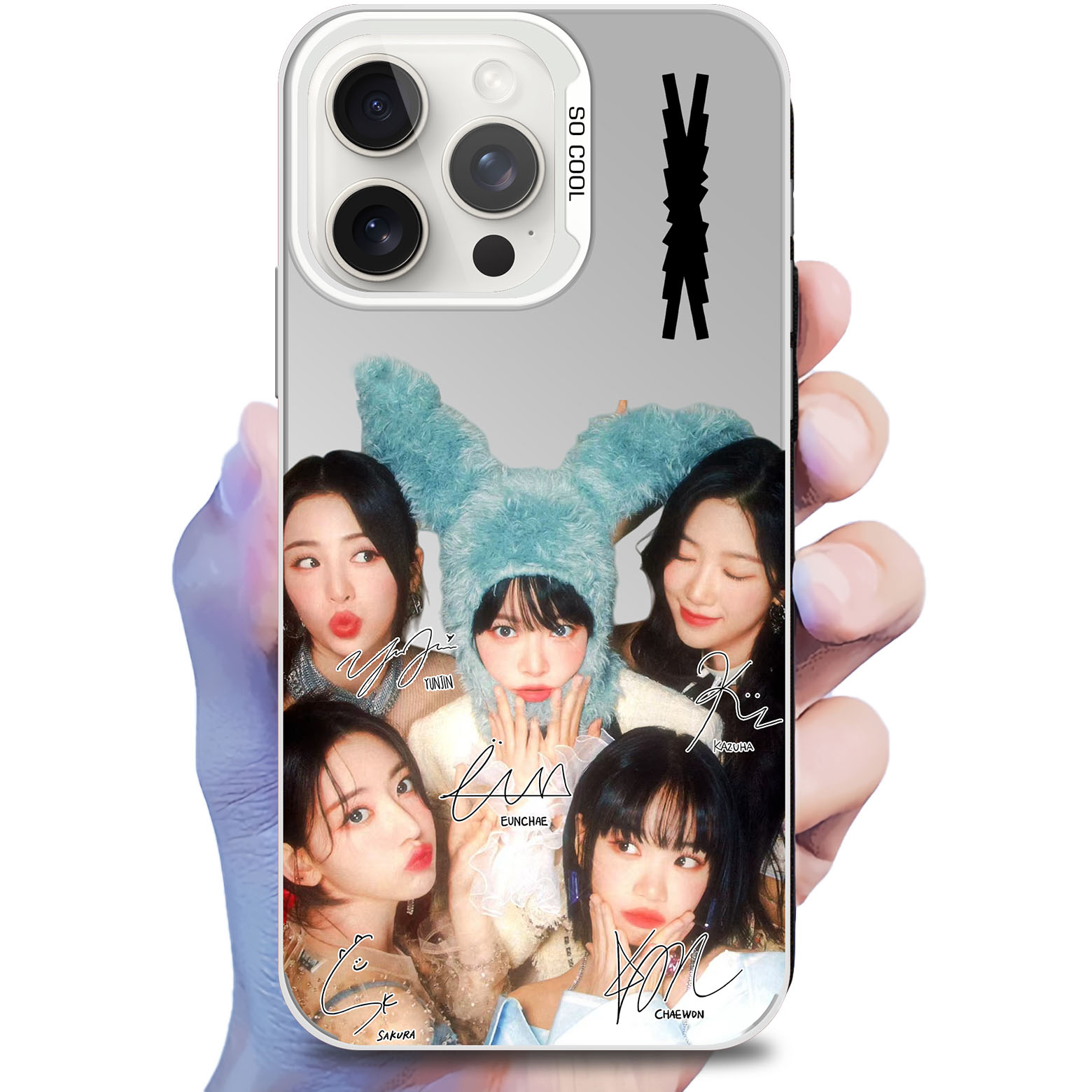 ミラースマホケース-銀【LESSERAFIM/SPAGHETTI】-B