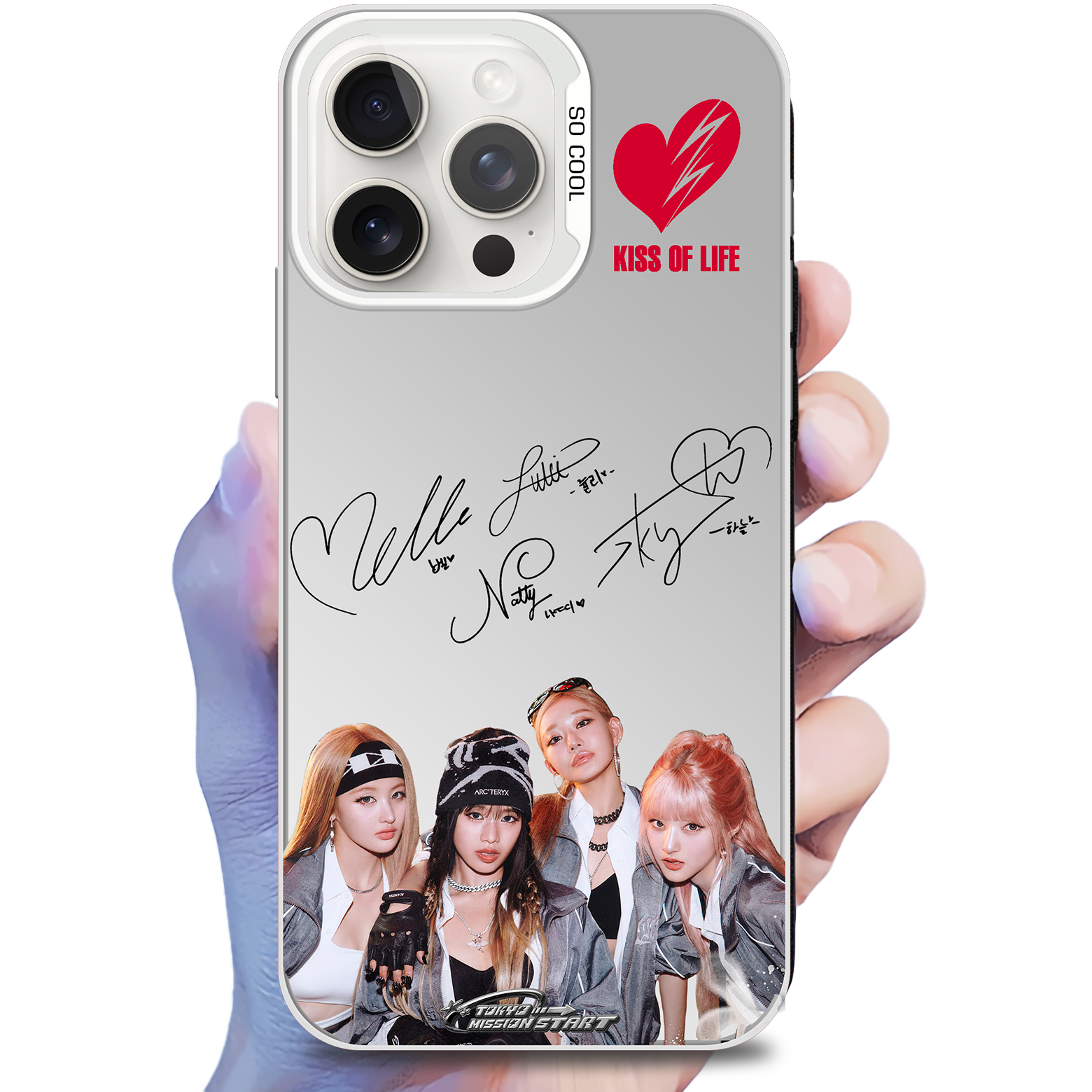 ミラースマホケース-銀【KISS OF LIFE/TOKYO MISSION START】