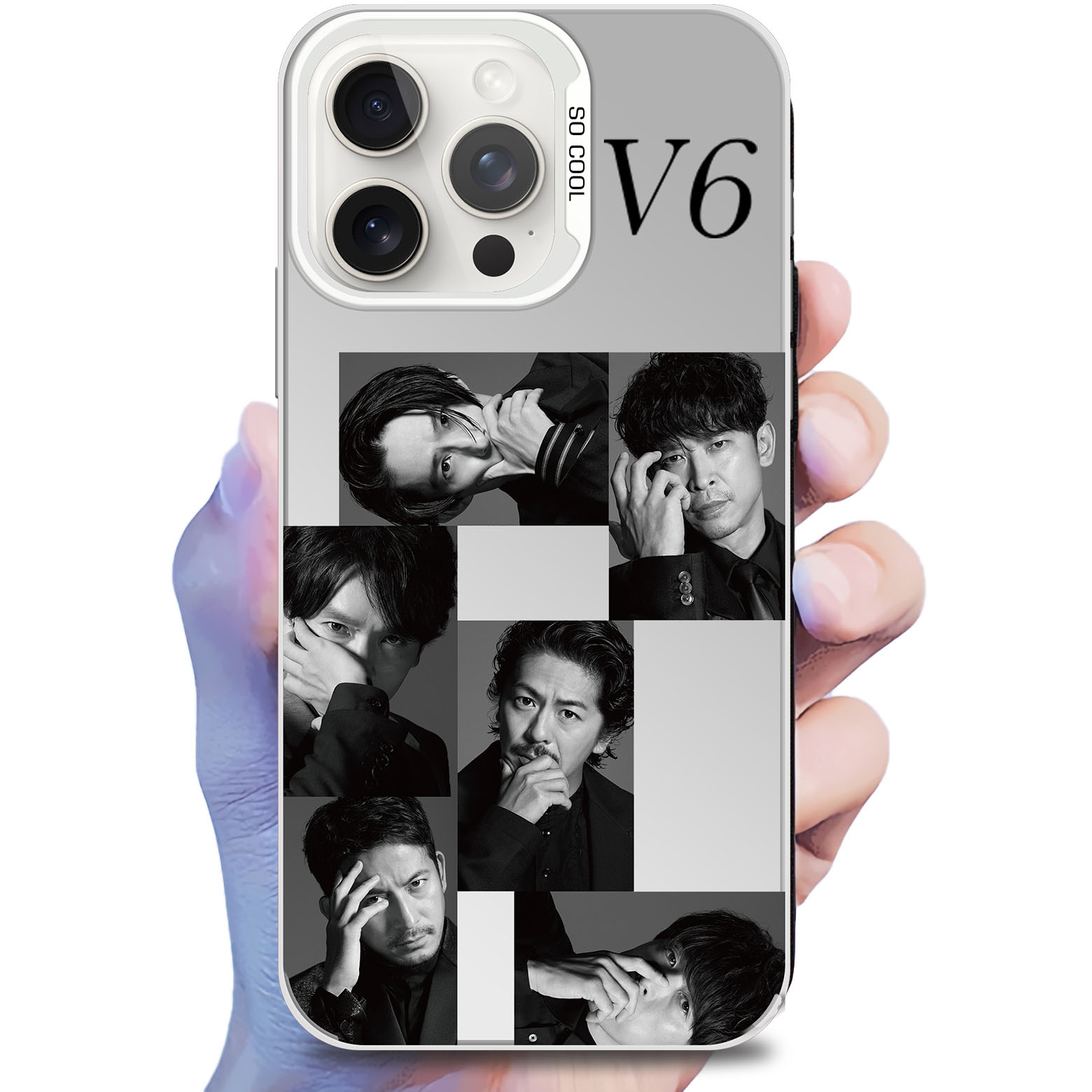 レーザーグラデーションスマートフォンケース-銀【V6/笑顔が好き】