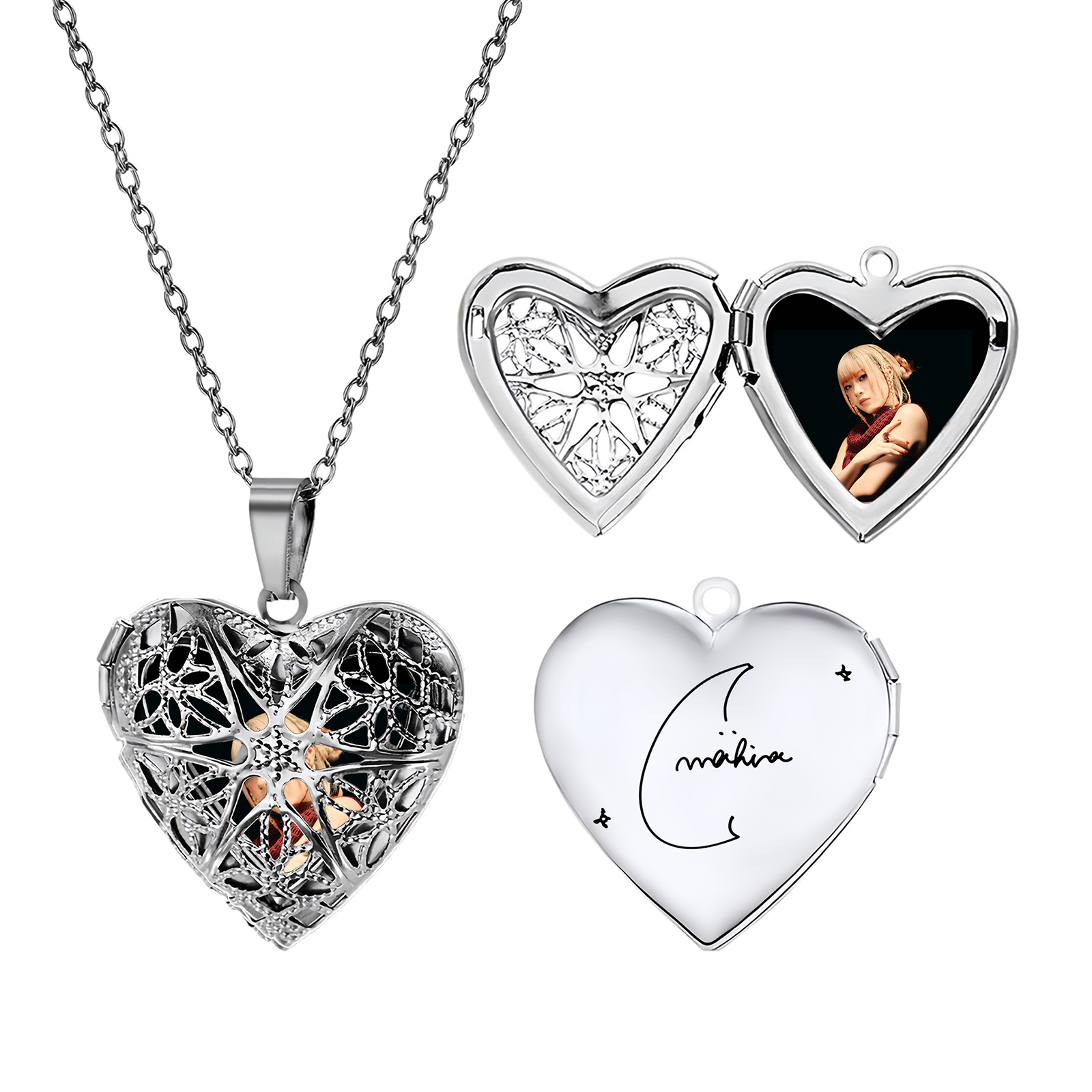 メモリアルハートフォトネックレス【HANA】7種類