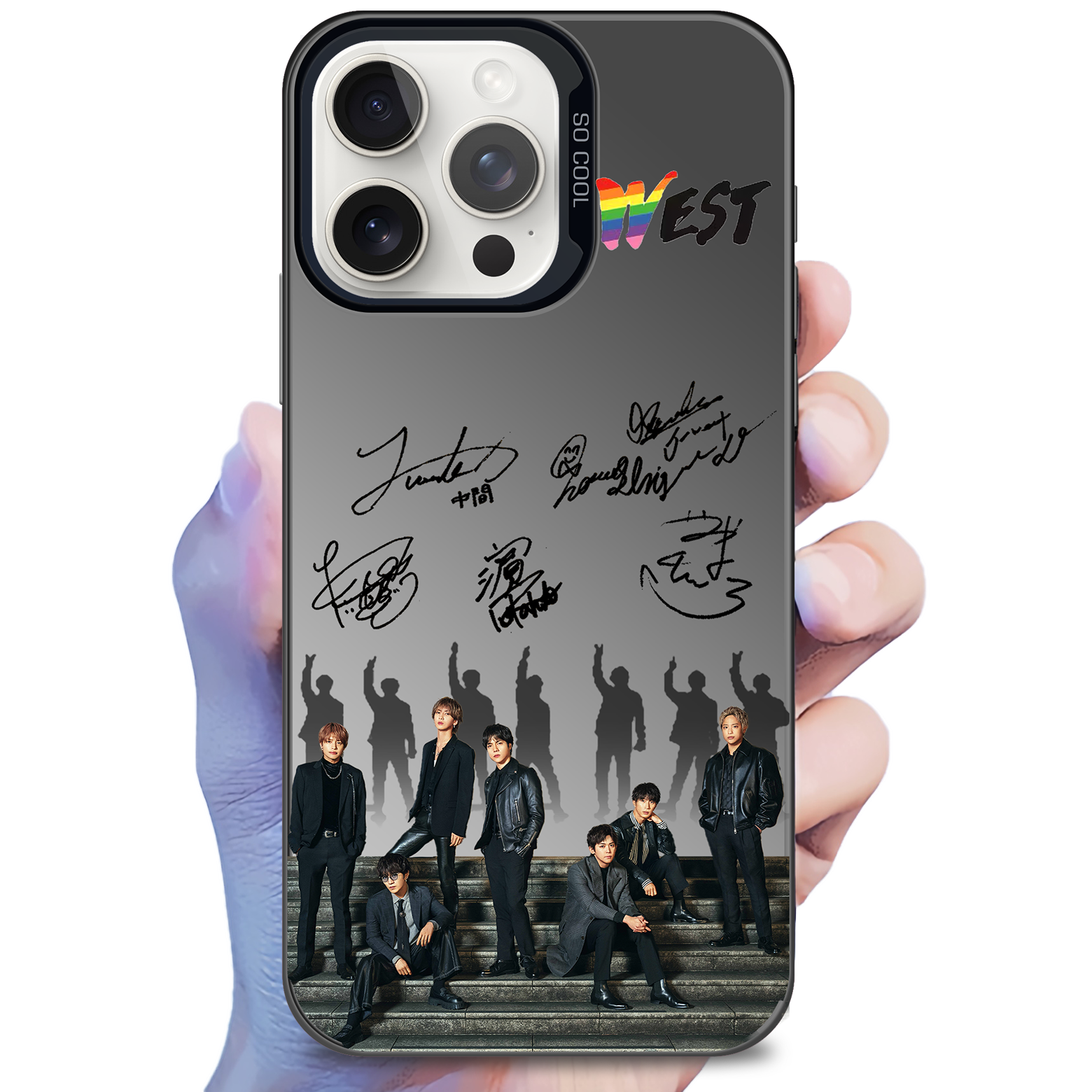 レーザーグラデーションスマートフォンケース-黒【WEST.】