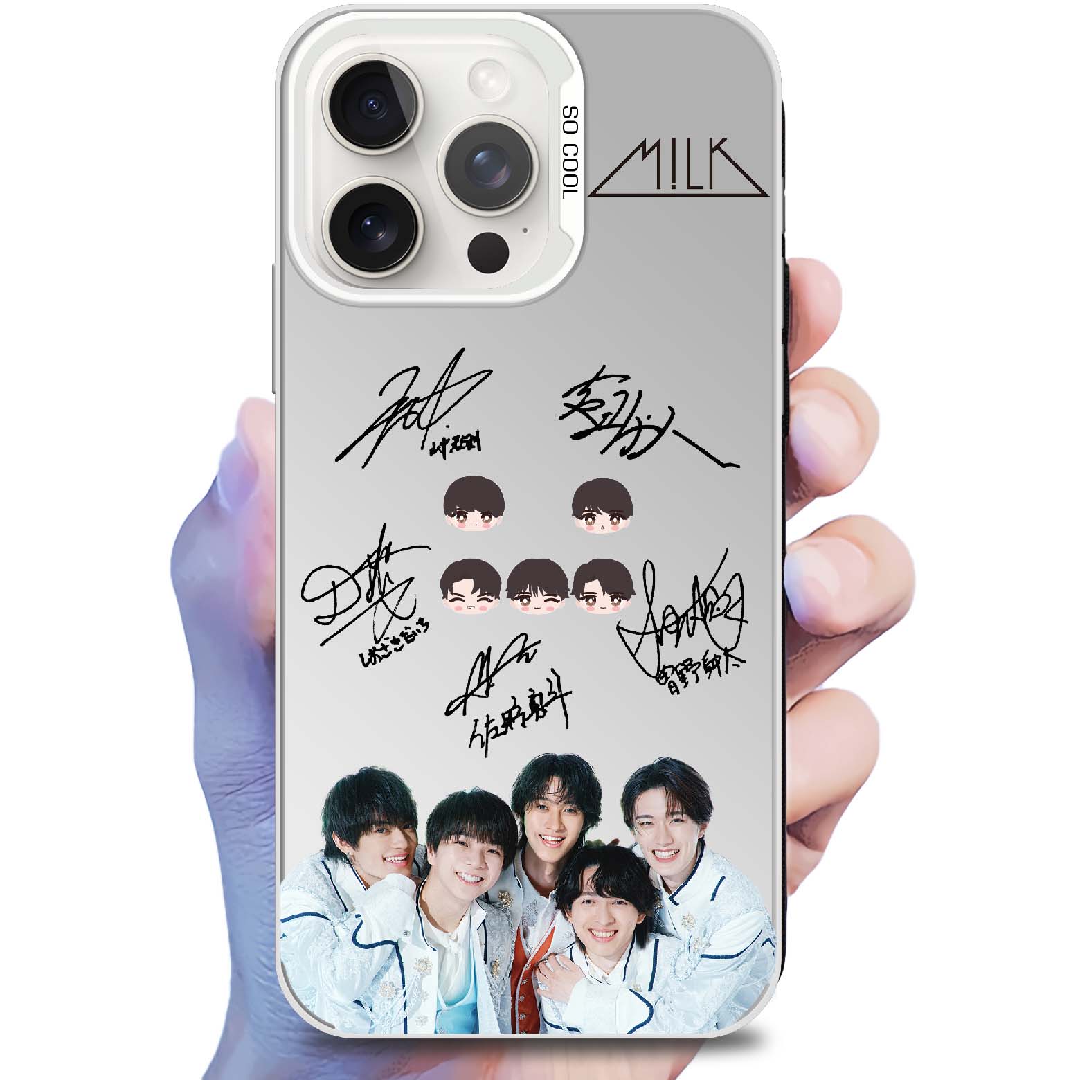 ミラースマホケース-銀【MILK/好きすぎて滅！】