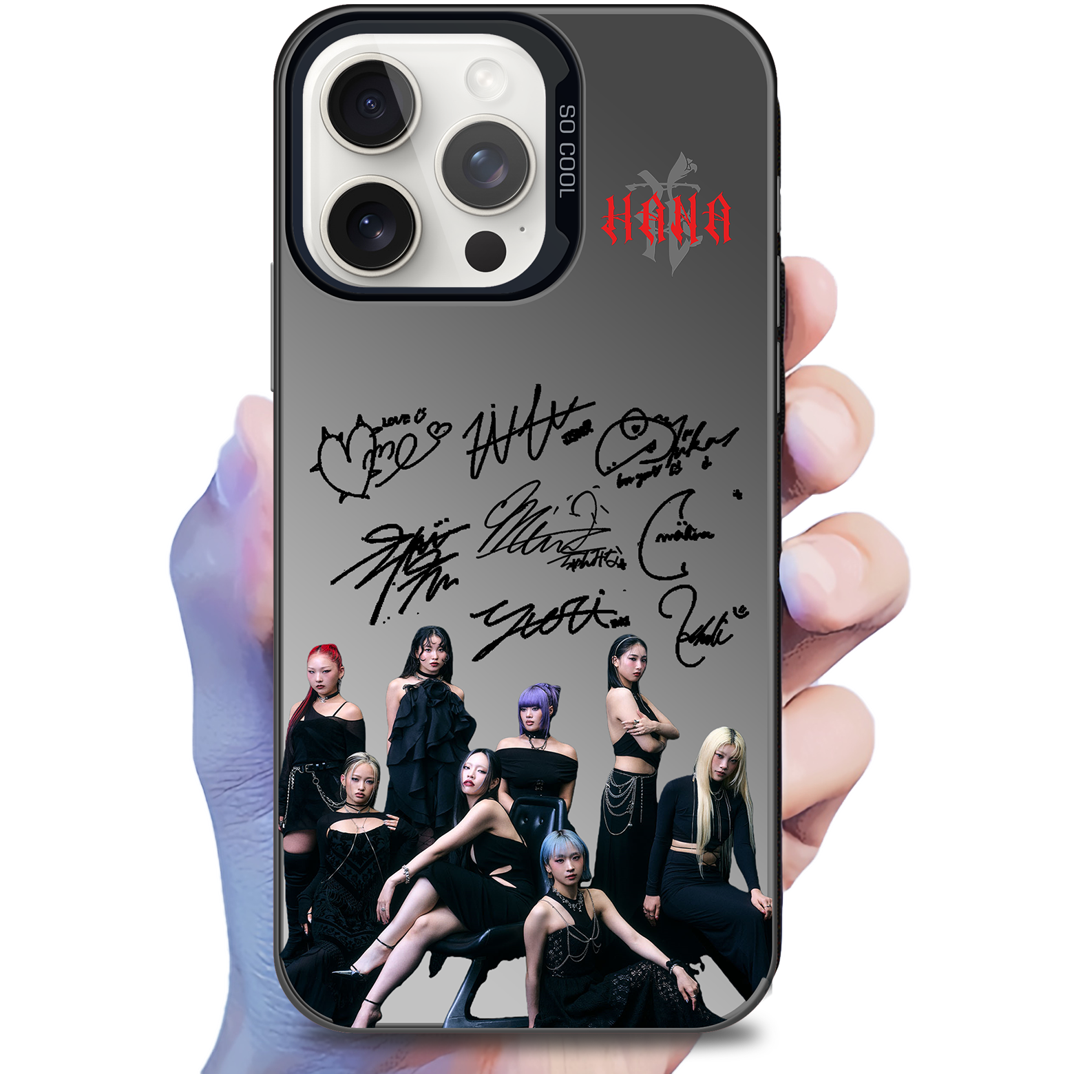 ミラースマホケース-銀【HANA】