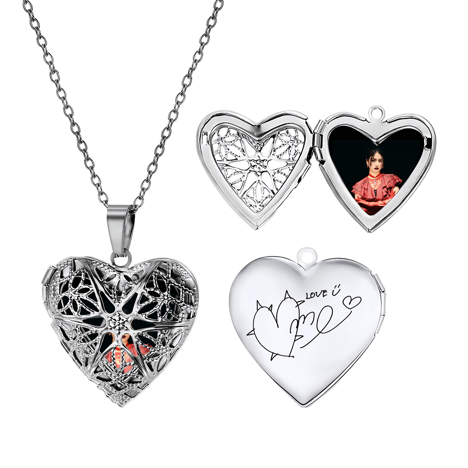 メモリアルハートフォトネックレス【HANA】7種類