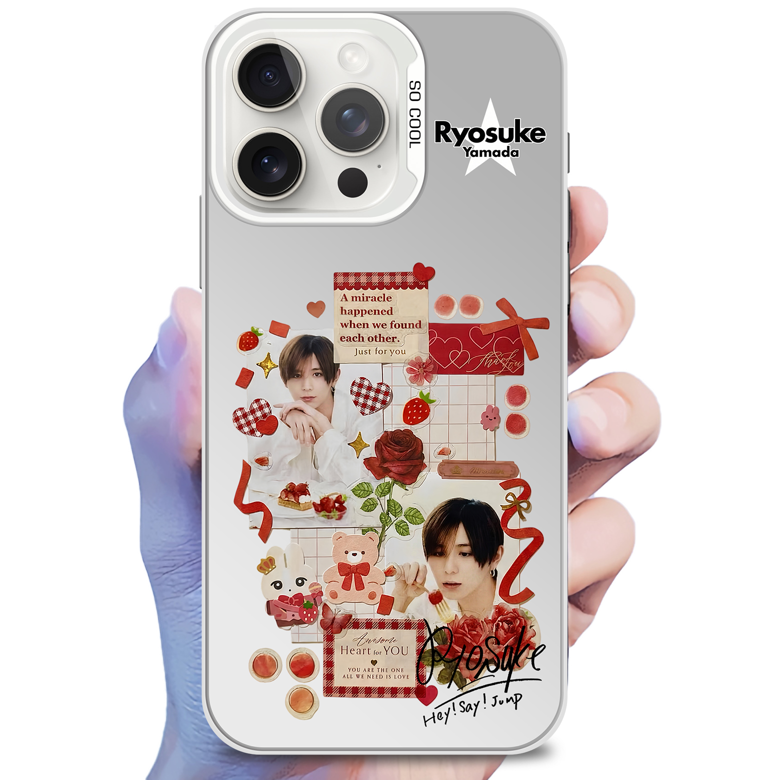 ミラースマホケース-白【山田涼介Ryosuke Yamada/Hey!Say!Jump】