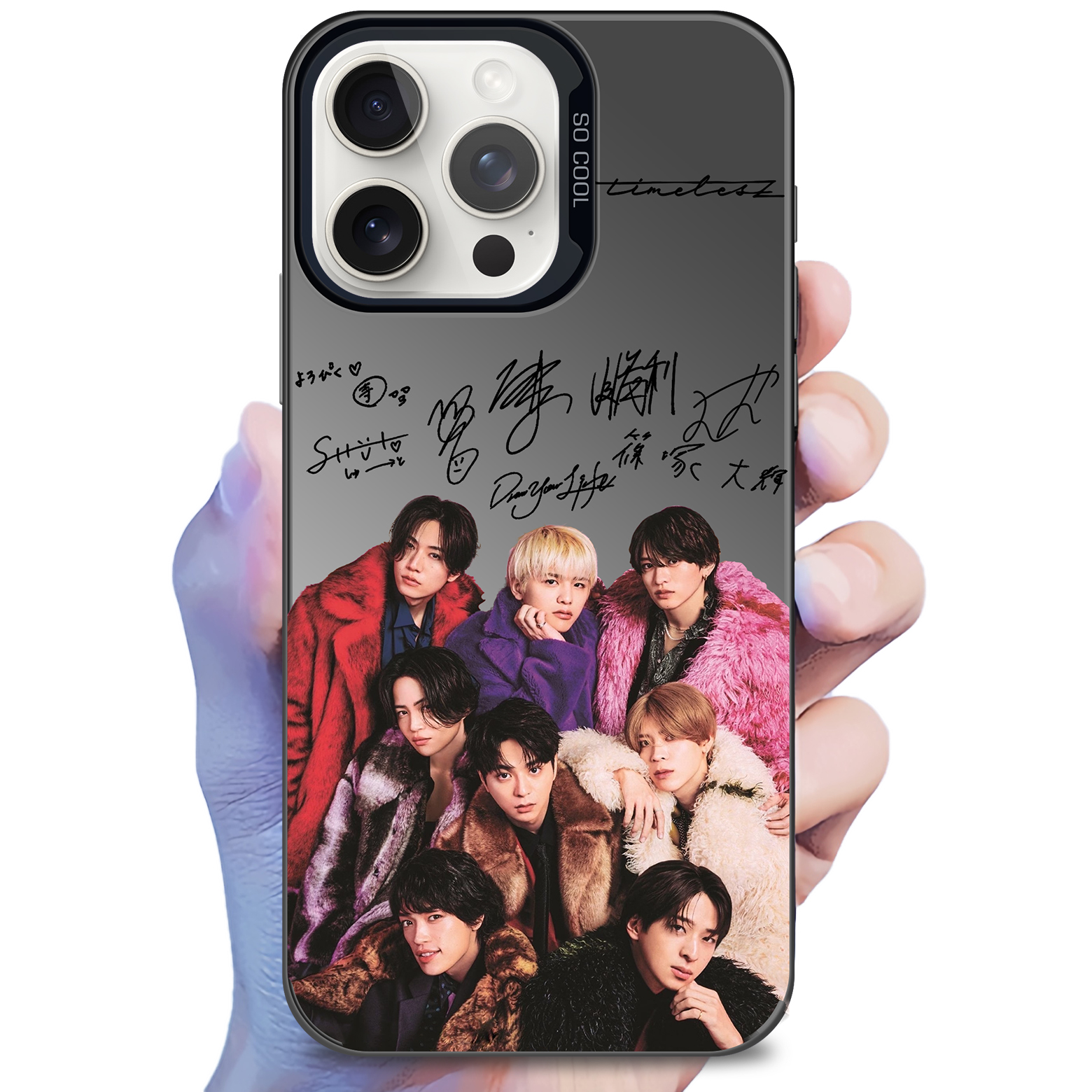 レーザーグラデーションスマートフォンケース-黒【timelesz】-B