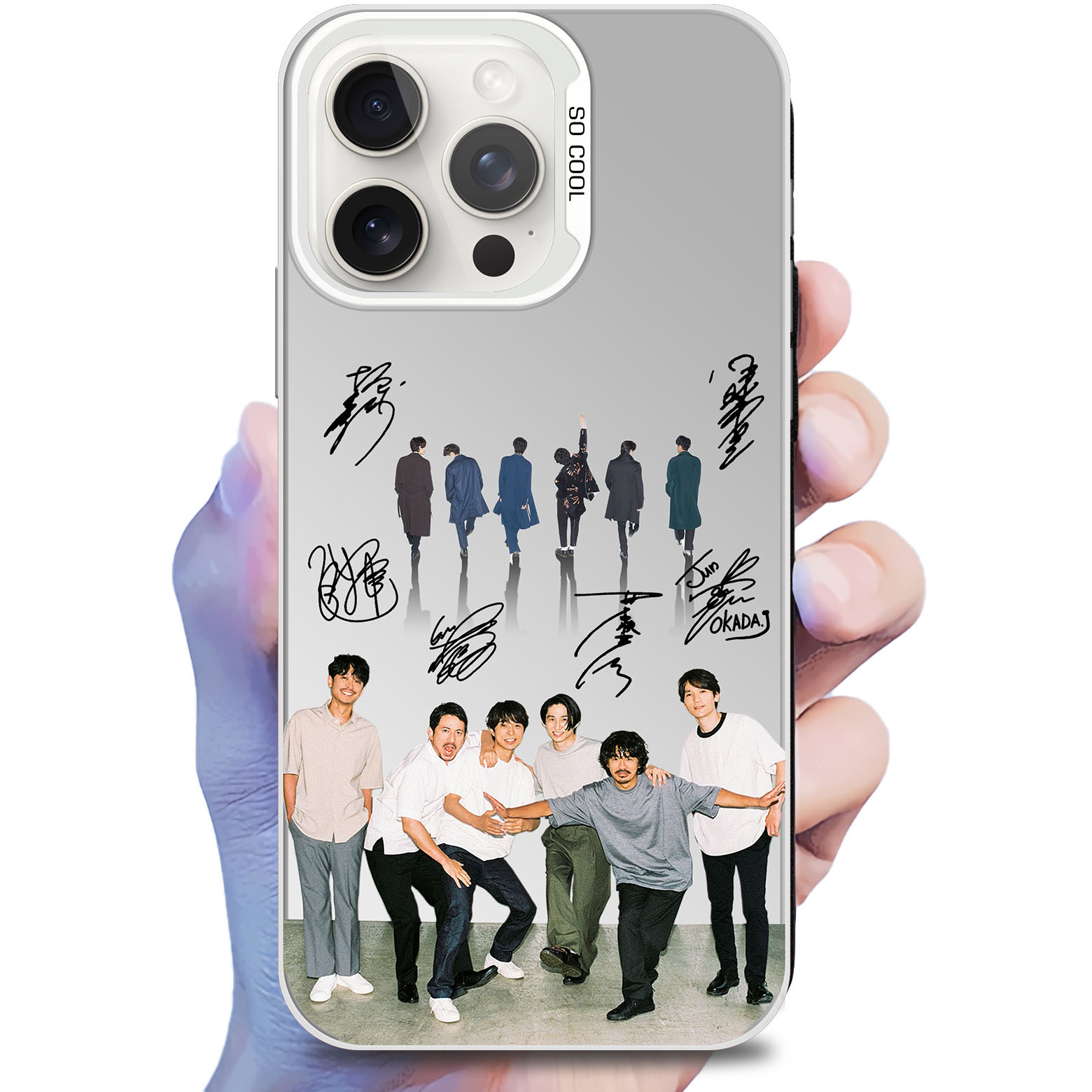 ミラースマホケース-銀【V6/笑顔が好き】