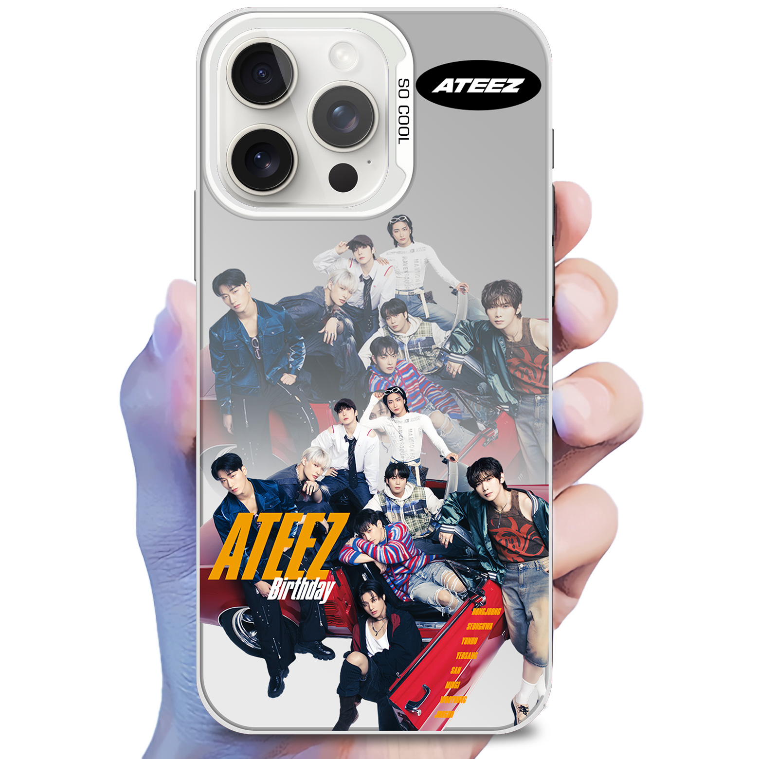 レーザーグラデーションスマートフォンケース-銀【ATEEZ/Birthday】