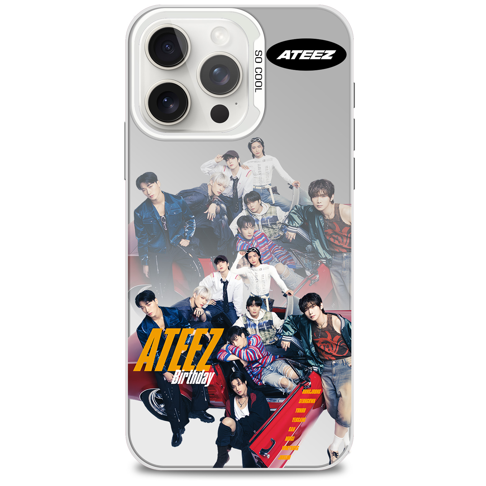 レーザーグラデーションスマートフォンケース-銀【ATEEZ/Birthday】