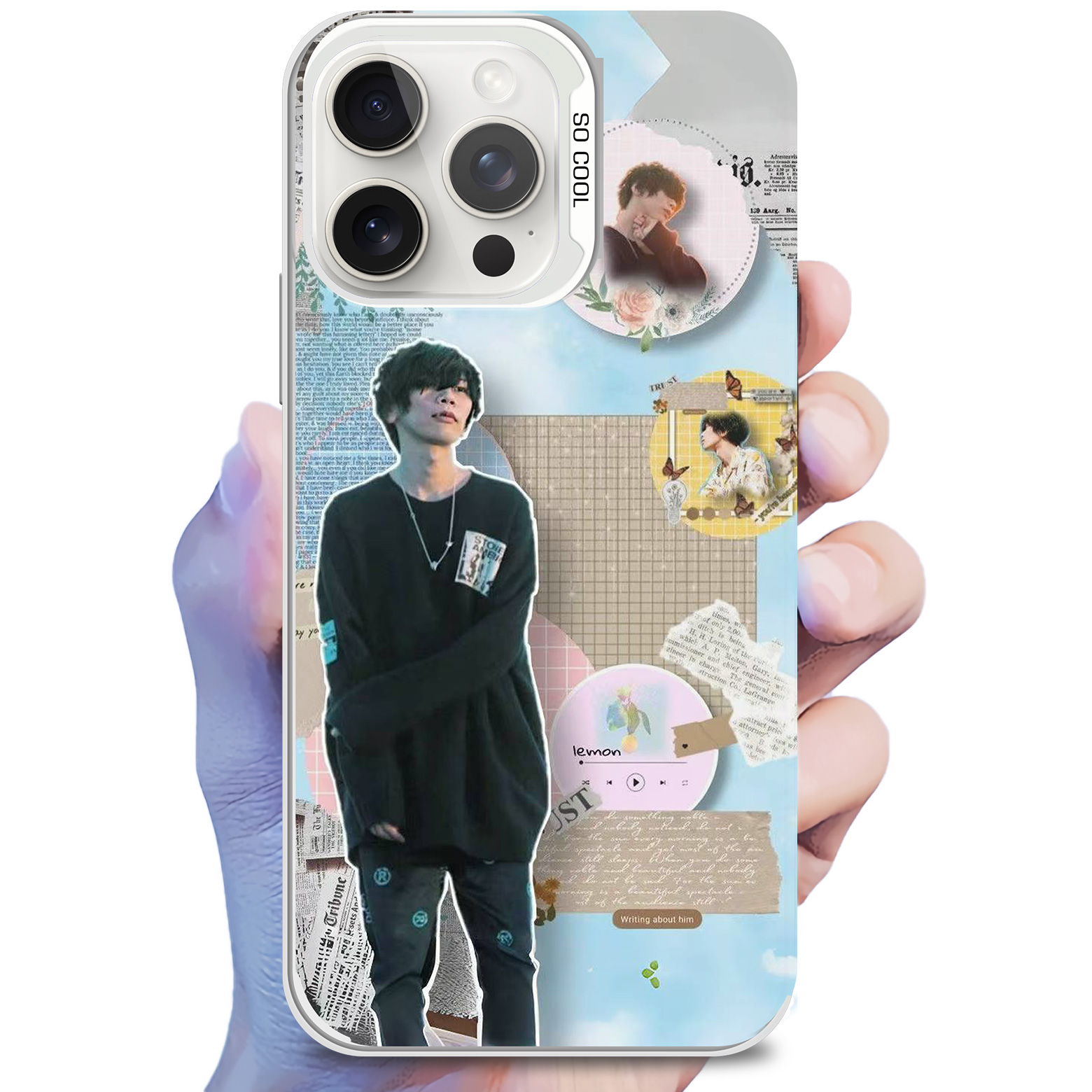 レーザーグラデーションスマートフォンケース-銀【米津玄師】