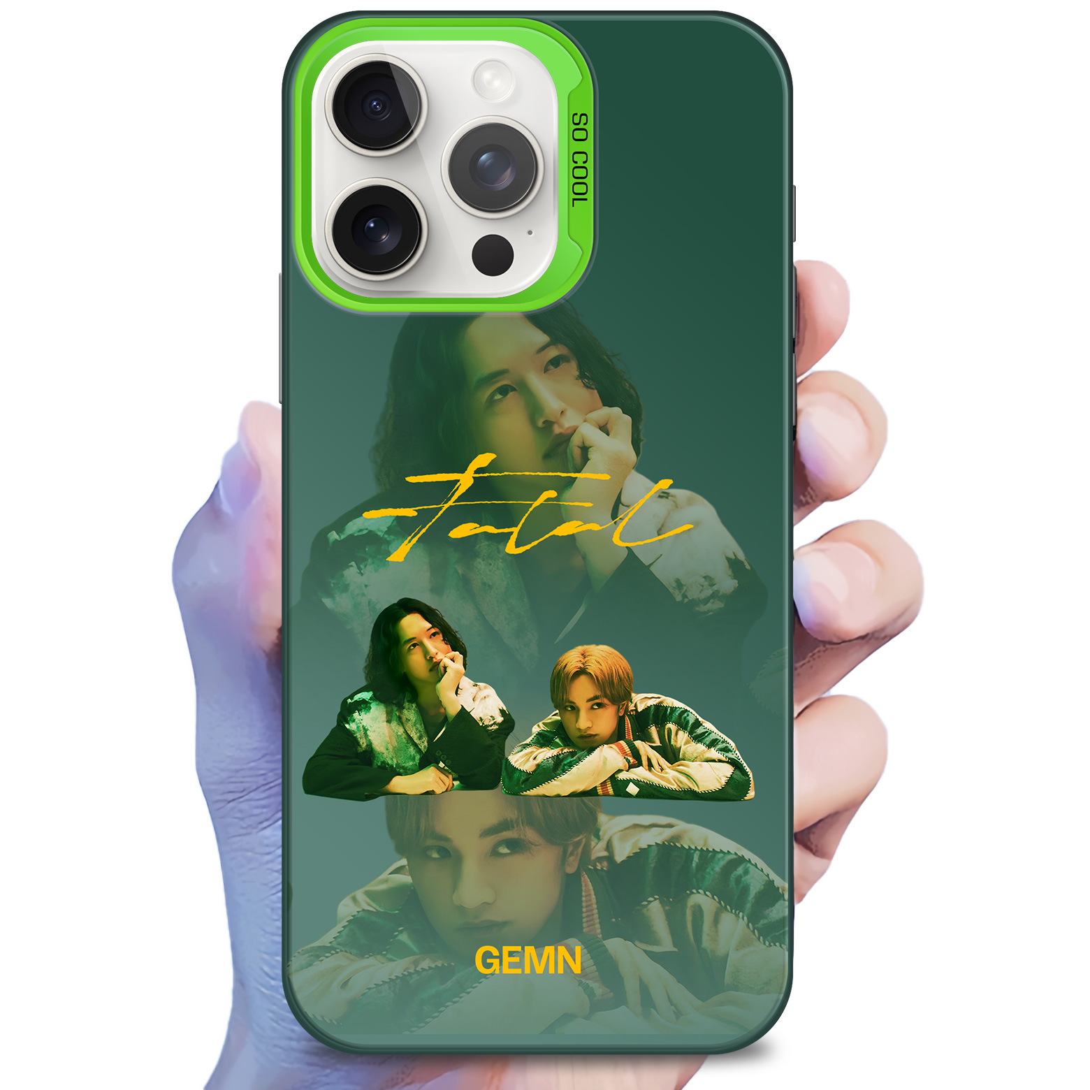 レーザーグラデーションスマートフォンケース-緑【GEMN/ファタール】