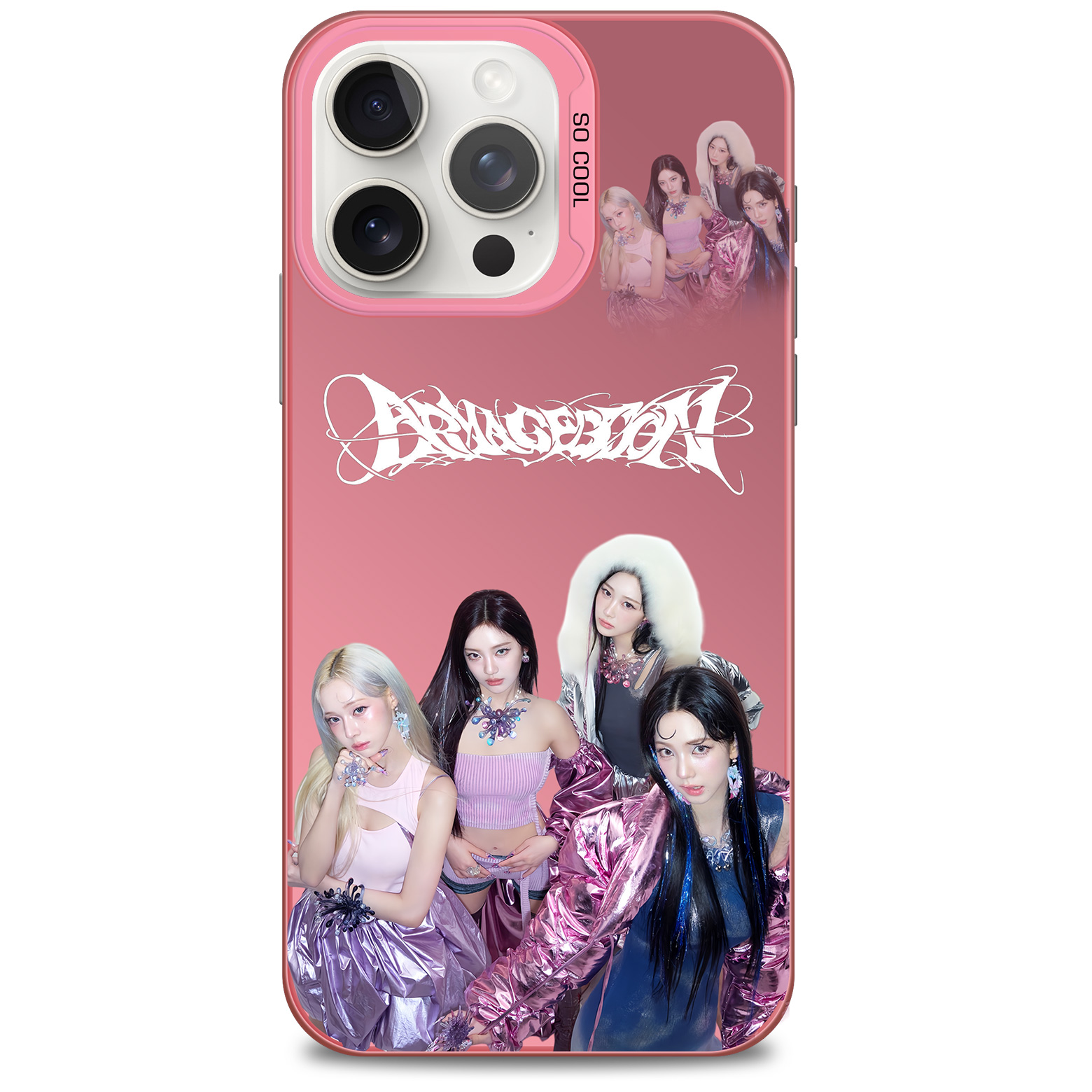 レーザーグラデーションスマートフォンケース-ピンク【Aespa/Armageddon】