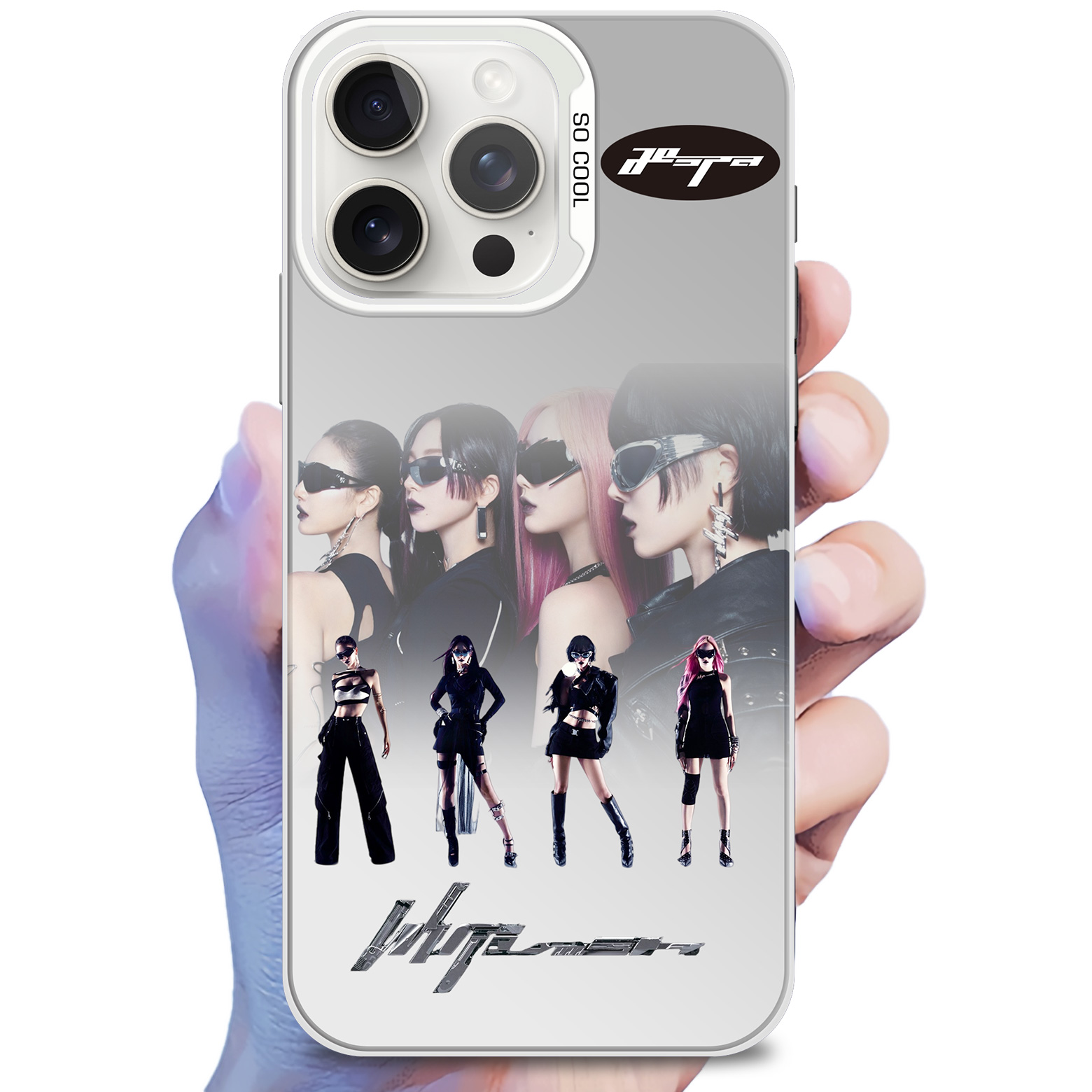 レーザーグラデーションスマートフォンケース-銀【Aespa