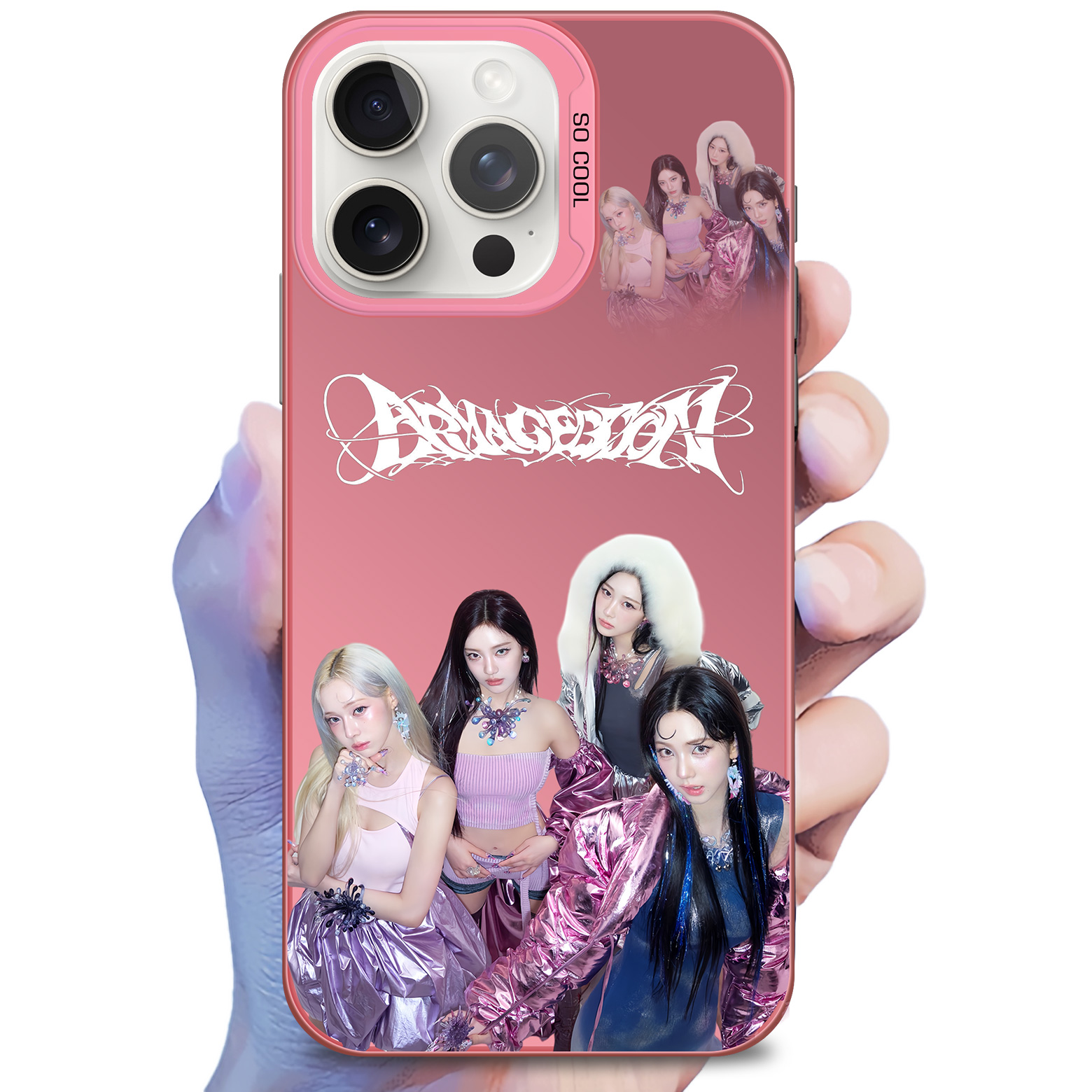 レーザーグラデーションスマートフォンケース-ピンク【Aespa/Armageddon】