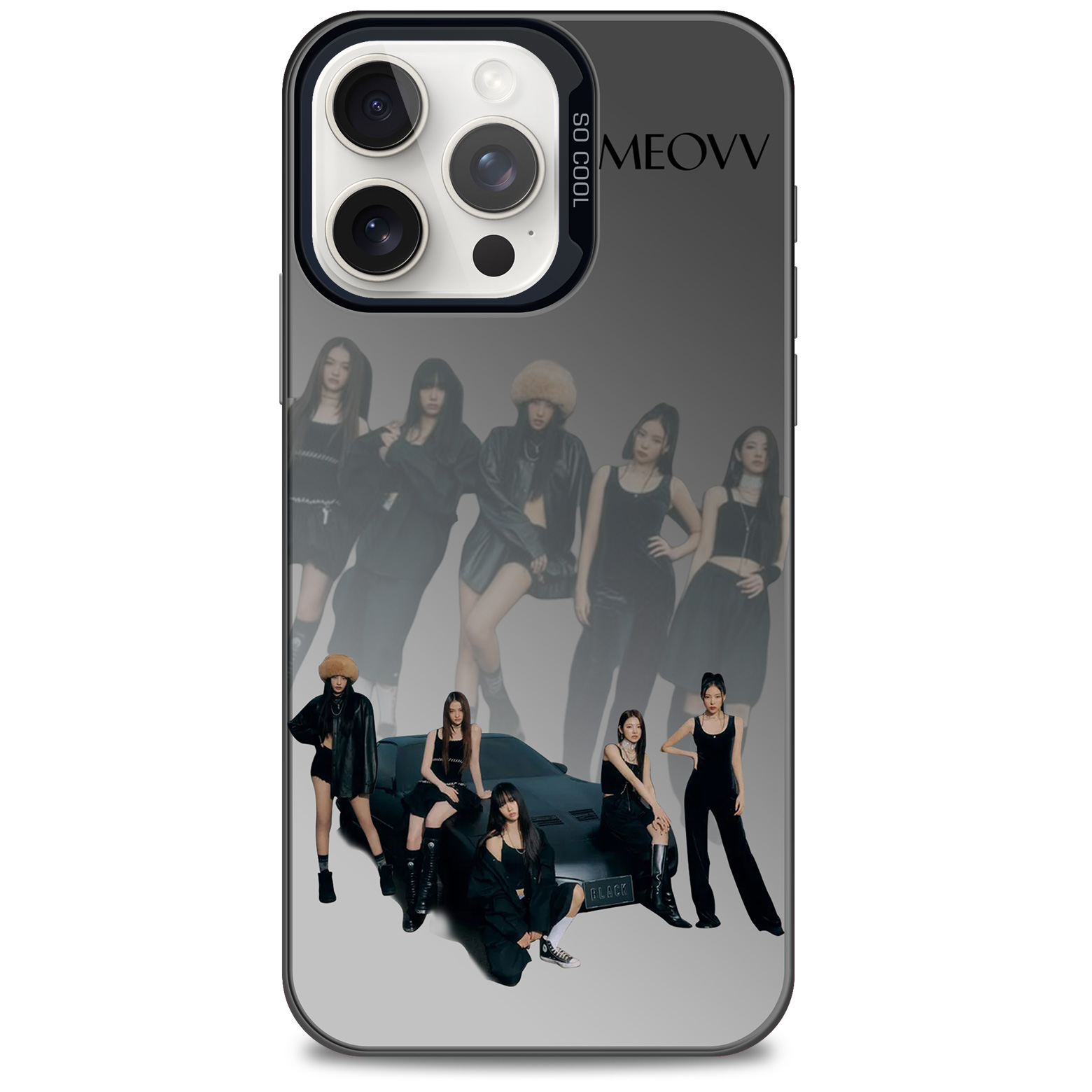 レーザーグラデーションスマートフォンケース-黒【MEOVV】