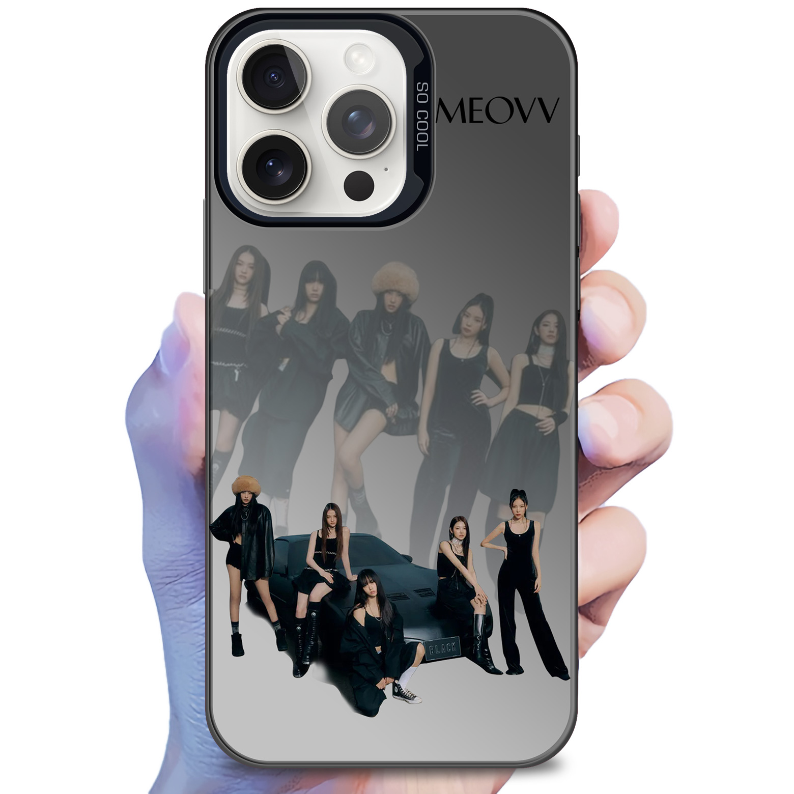 レーザーグラデーションスマートフォンケース-黒【MEOVV】