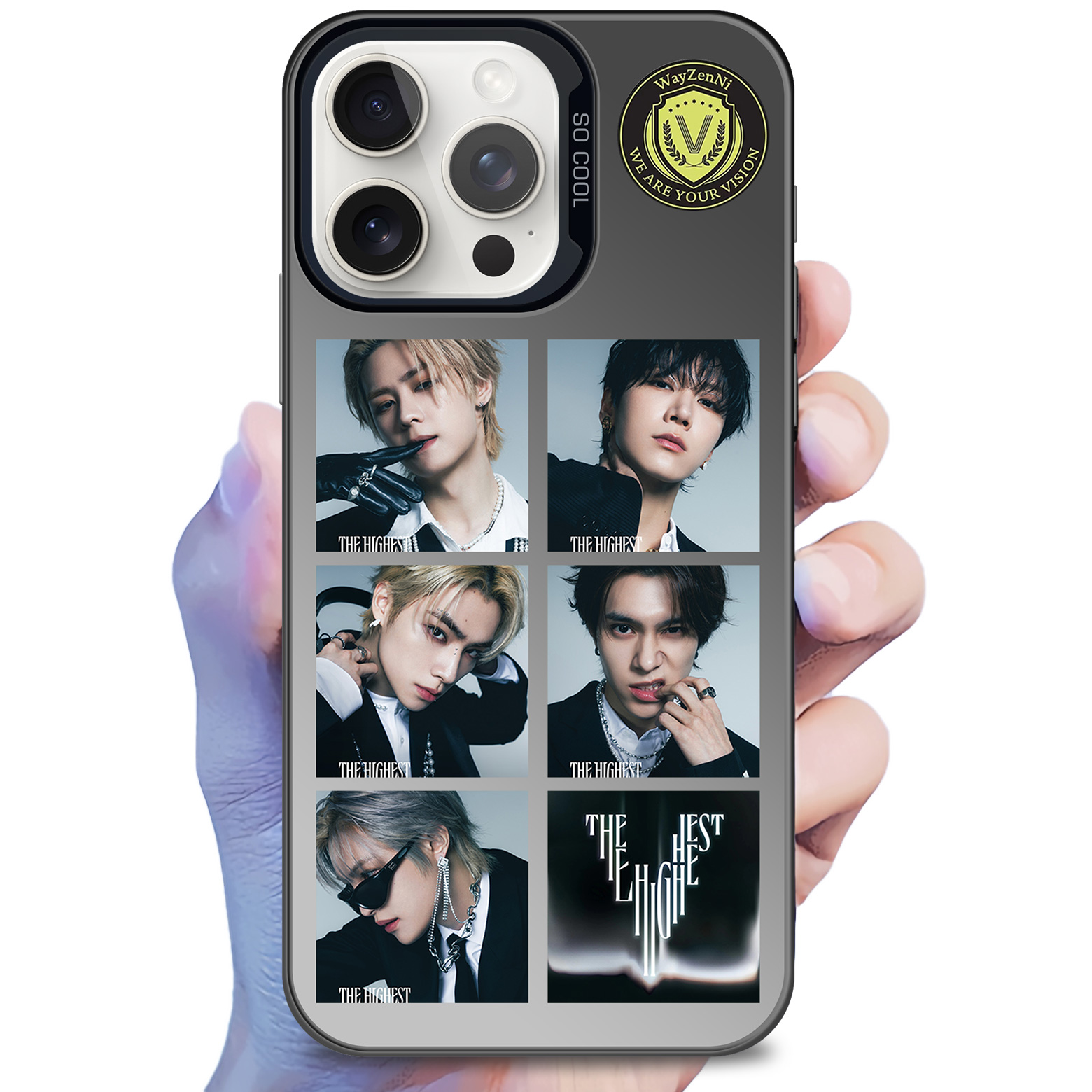 レーザーグラデーションスマートフォンケース-黒【WayV/The Highest】