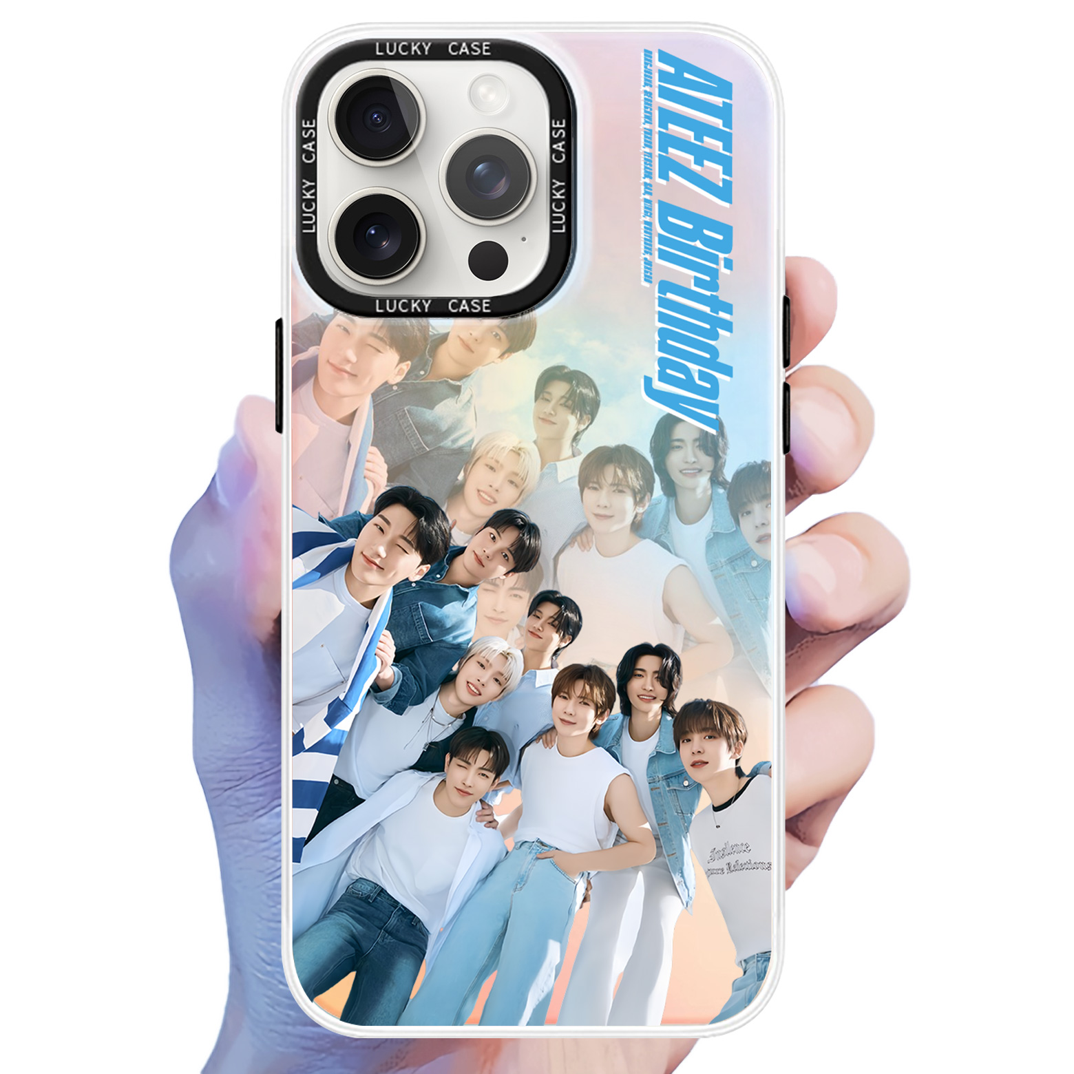 レーザーグラデーションスマートフォンケース【ATEEZ/Birthday】