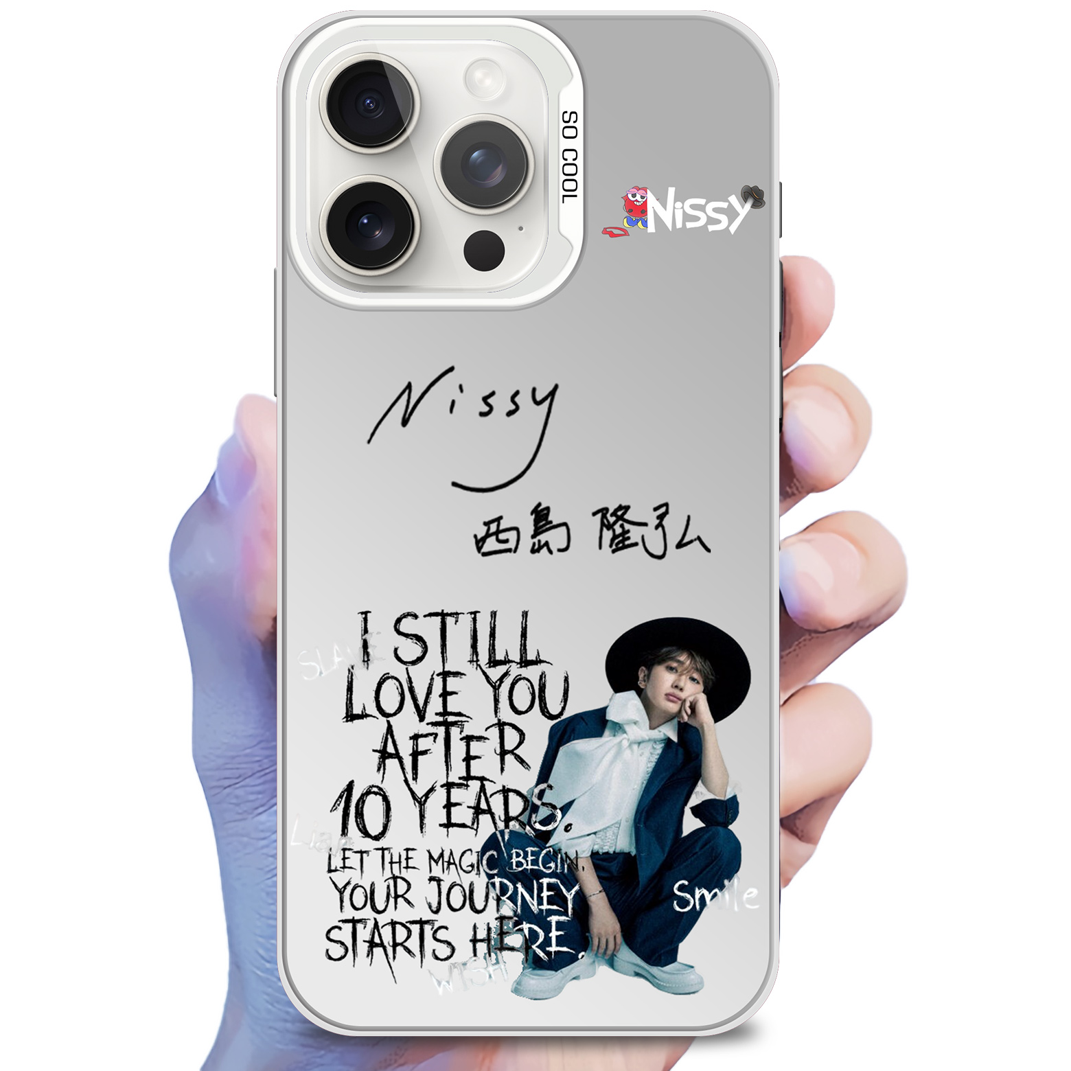 レーザーグラデーションスマートフォンケース-銀【‌西島隆弘
