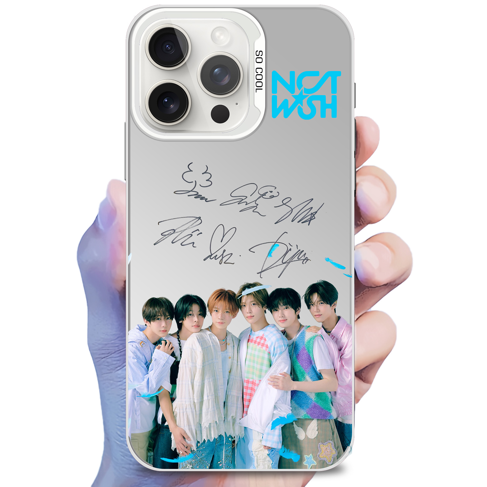 レーザーグラデーションスマートフォンケース-銀【NCT WISH】-B