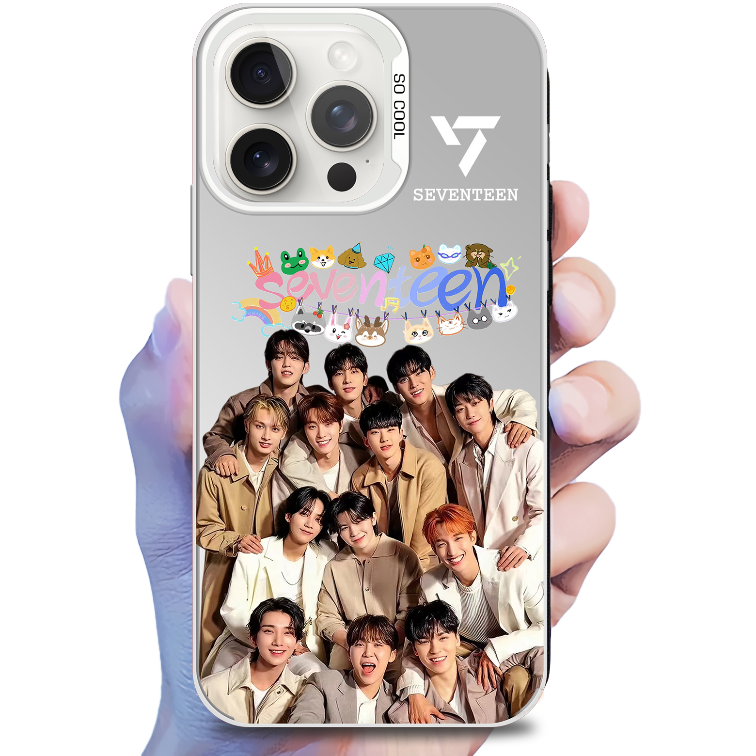 ミラースマホケース-銀【SEVENTEEN】