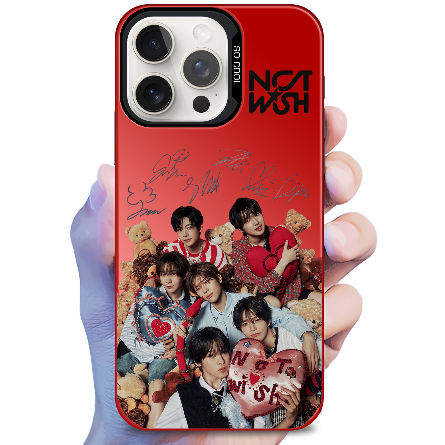 レーザーグラデーションスマートフォンケース-赤【NCT WISH】