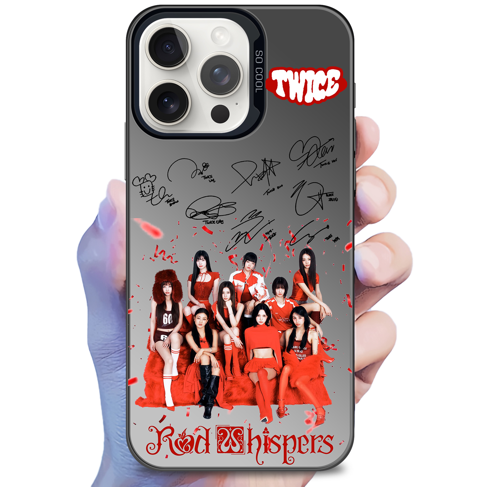 レーザーグラデーションスマートフォンケース-黒【TWICE】-C