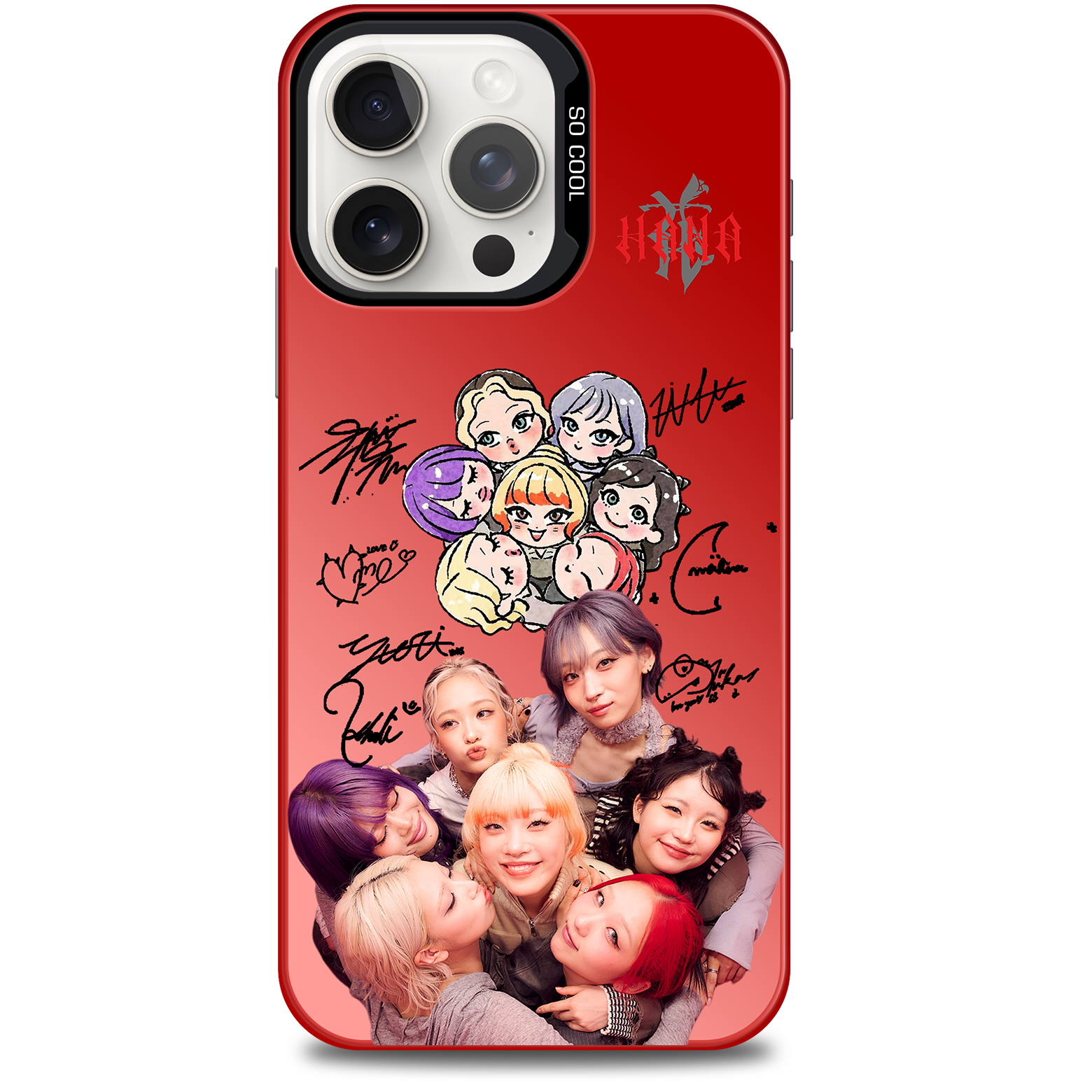 ミラースマホケース-赤【HANA】