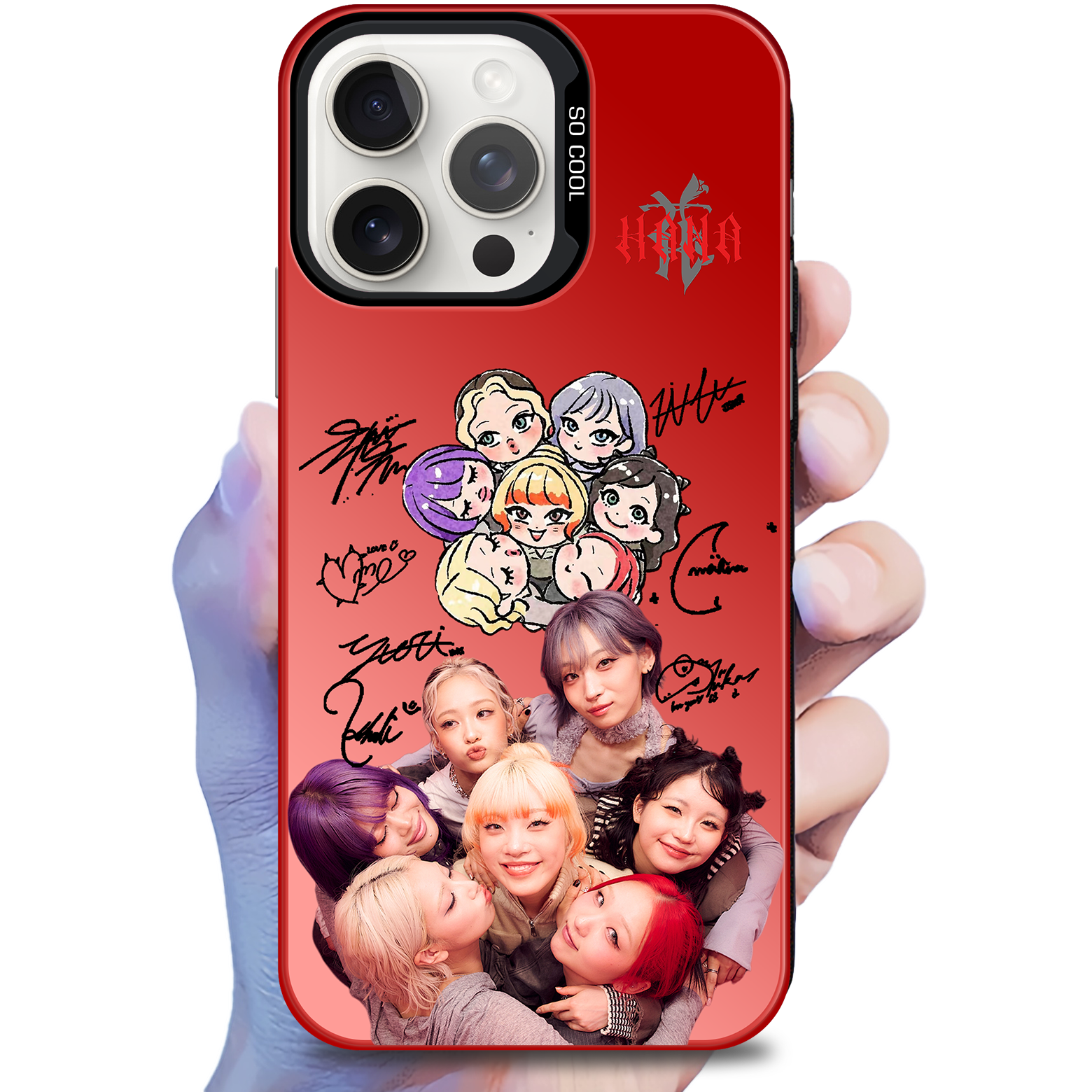 ミラースマホケース-赤【HANA】