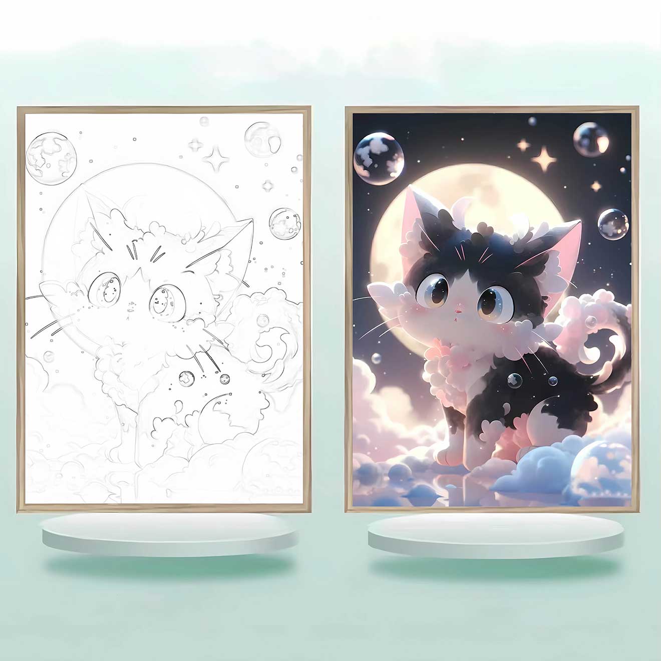 夕暮れの光と影の絵【ネコ匹】