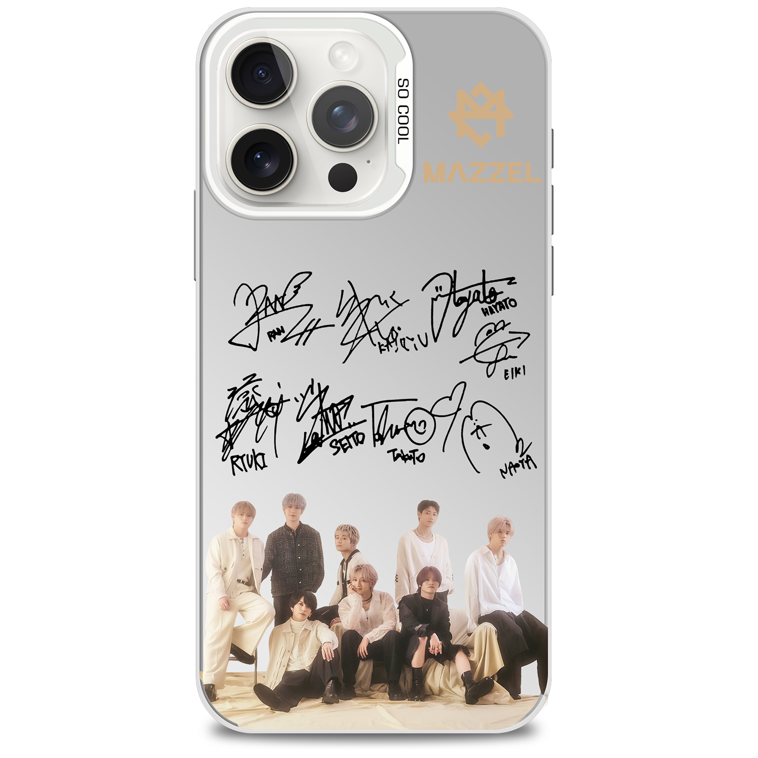 レーザーグラデーションスマートフォンケース-銀【MAZZEL/Only You】