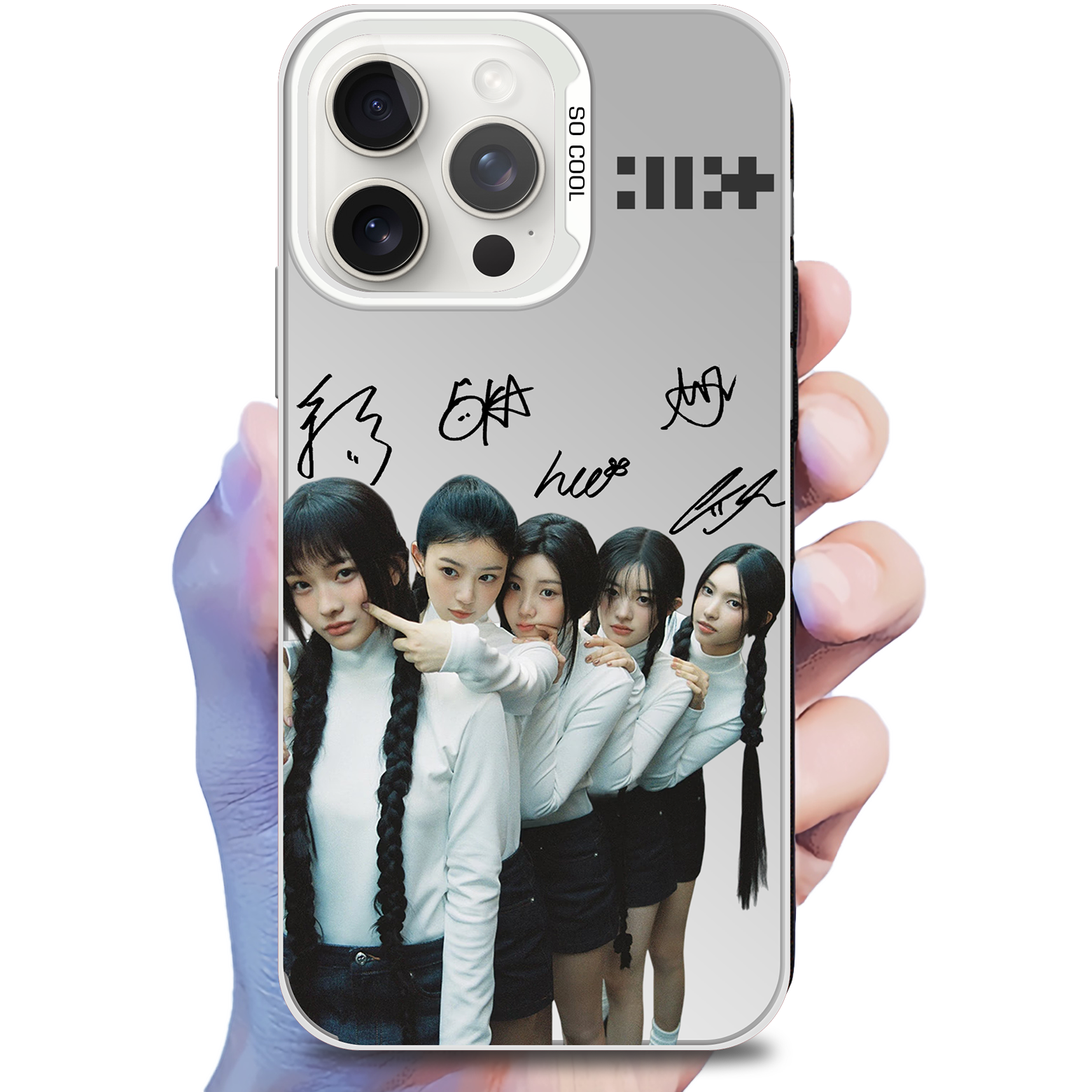 レーザーグラデーションスマートフォンケース-銀【ILLIT/Magnetic】