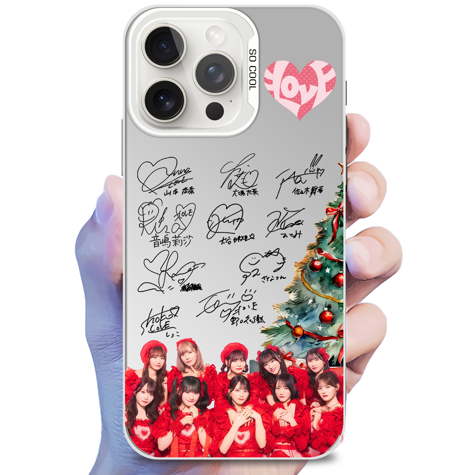 ミラースマホケース-白【=LOVE】