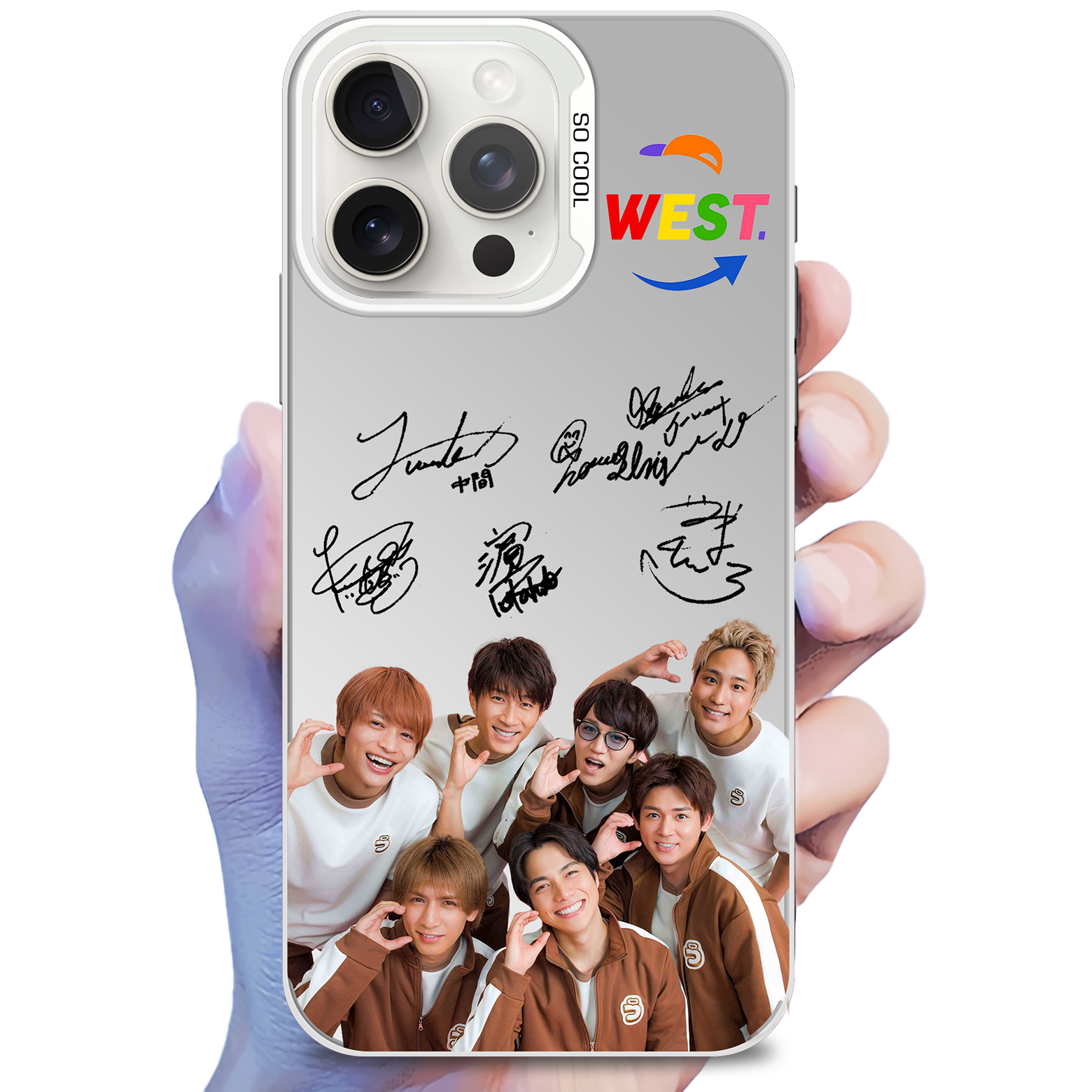 レーザーグラデーションスマートフォンケース-銀【WEST.】