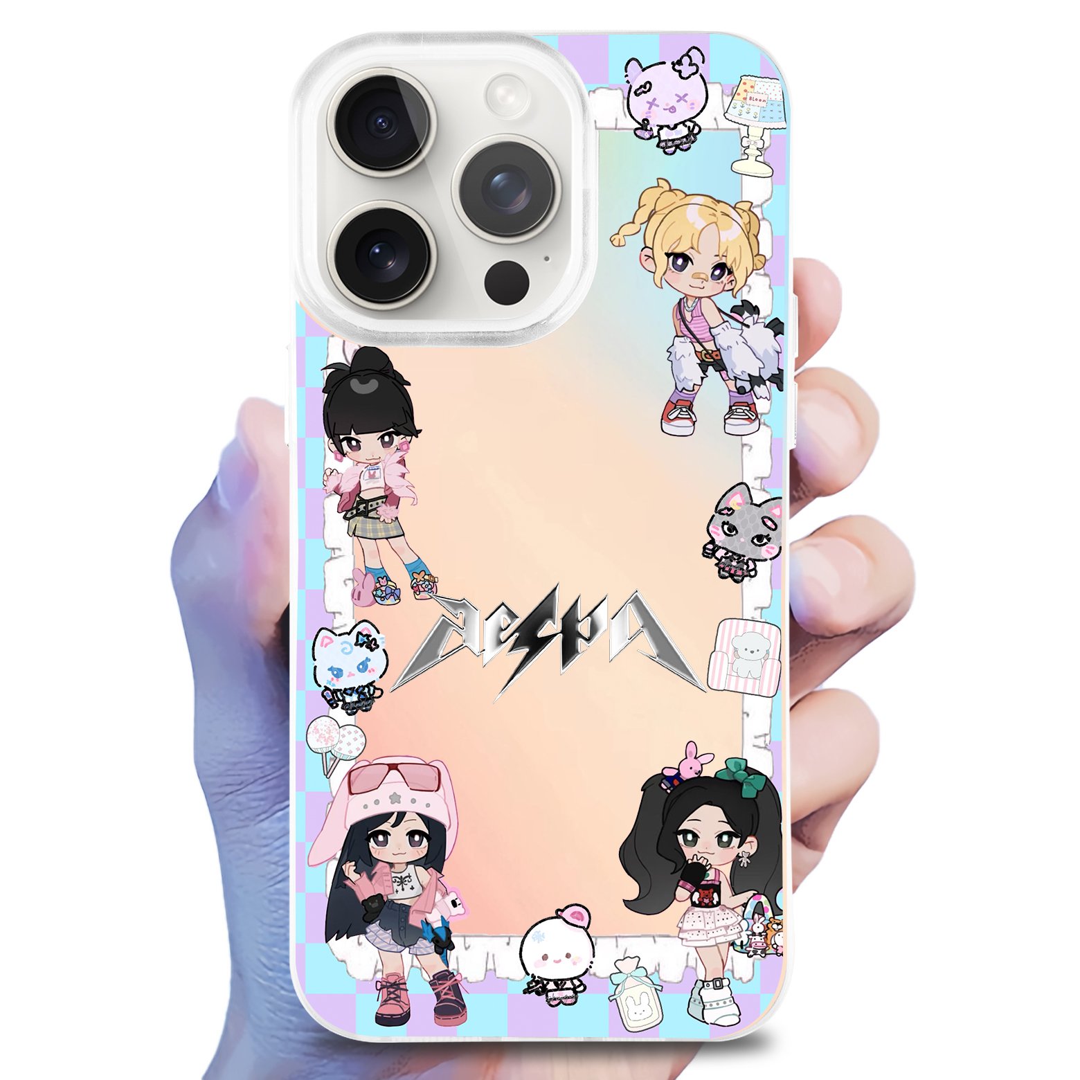 レーザーグラデーションスマートフォンケース【Aespa】