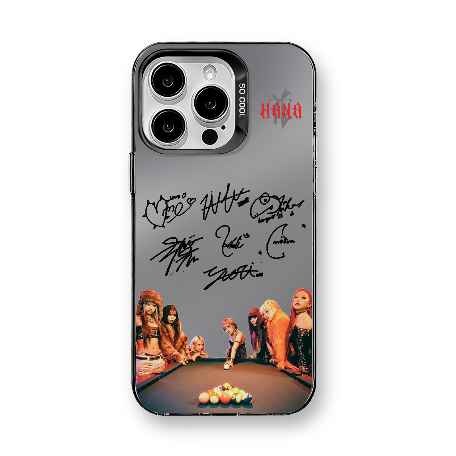 ミラースマホケース-黒【HANA/HANA】-C