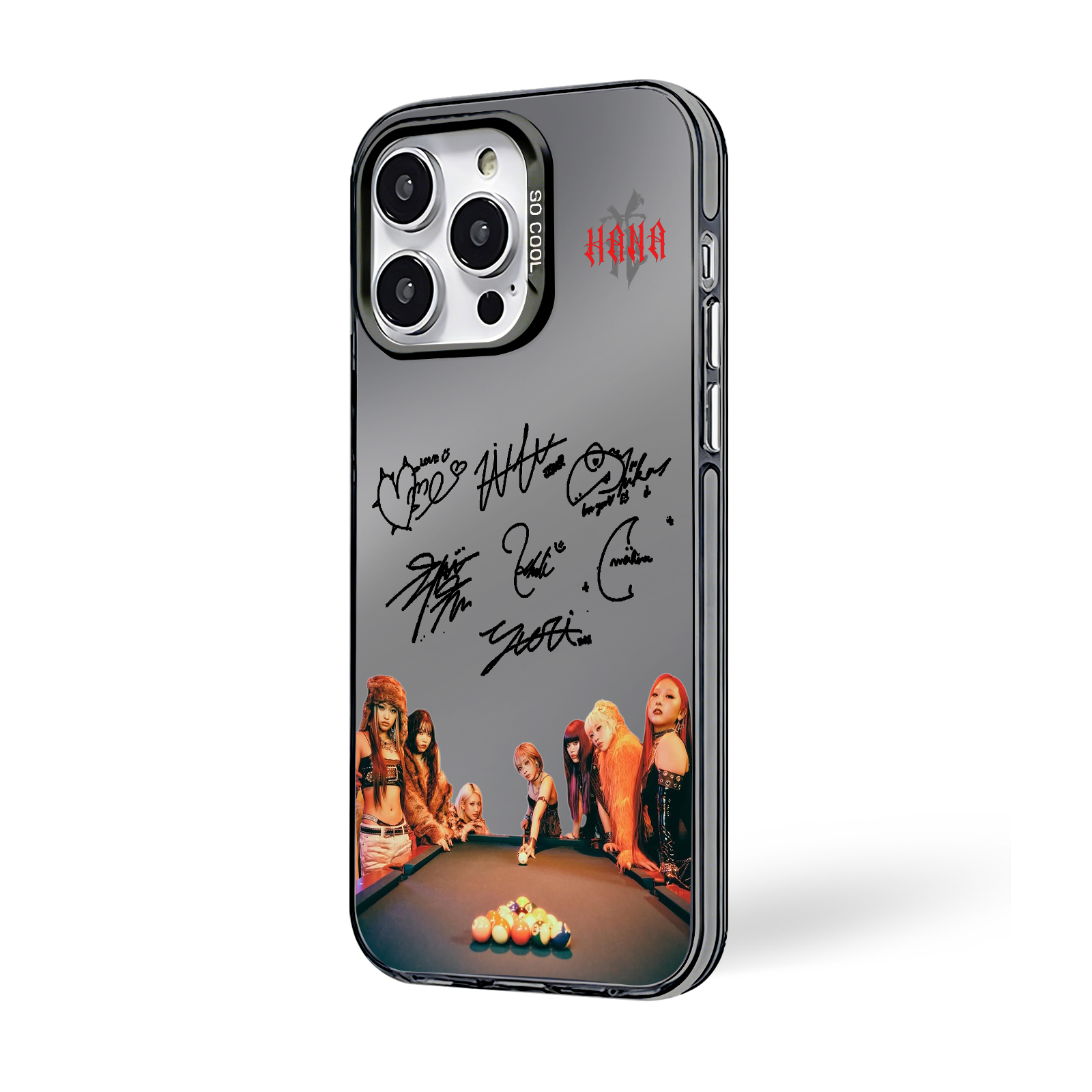 ミラースマホケース-黒【HANA/HANA】-C