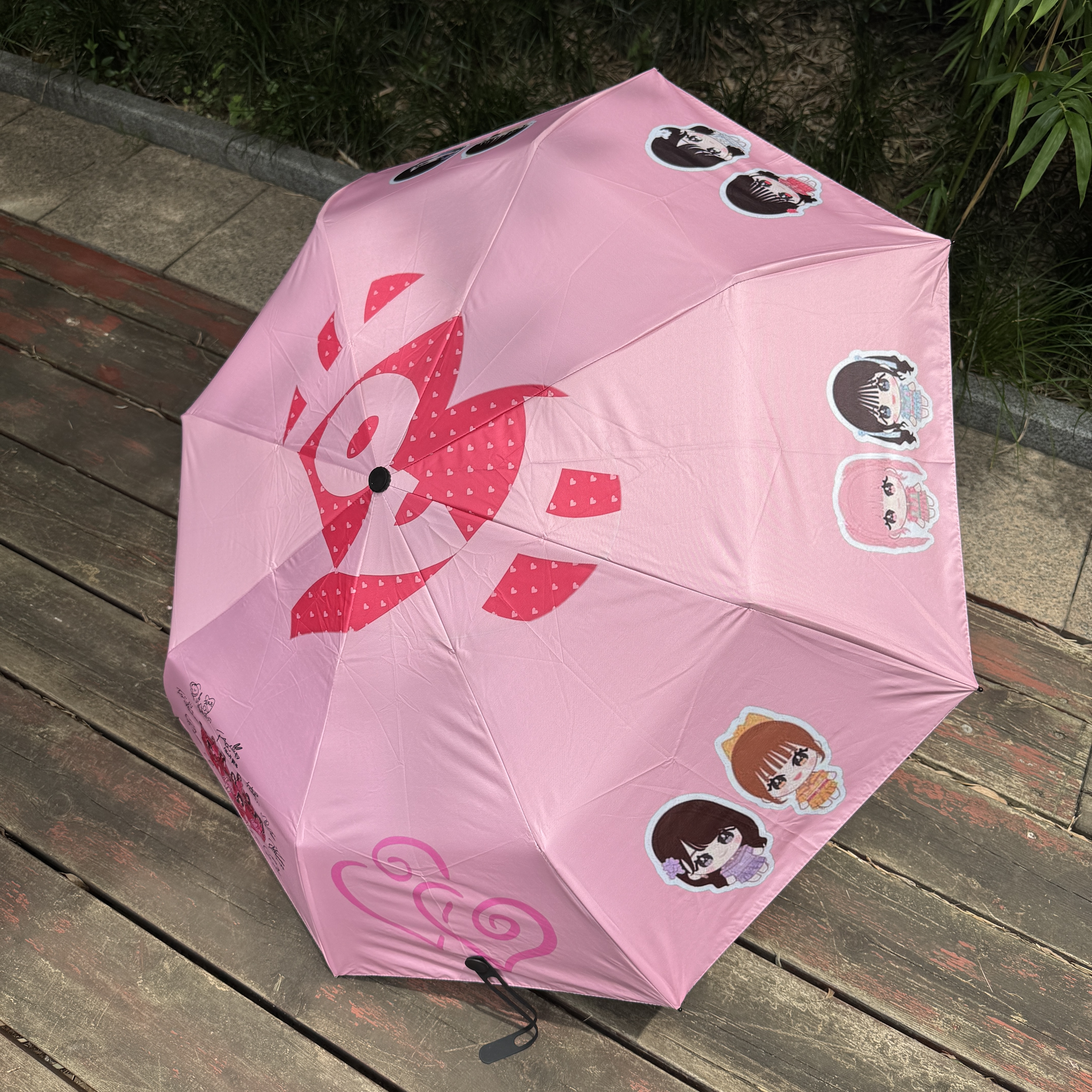 晴雨兼用折りたたみ傘 UVカット自動開閉式【イコールラブ=LOVE】