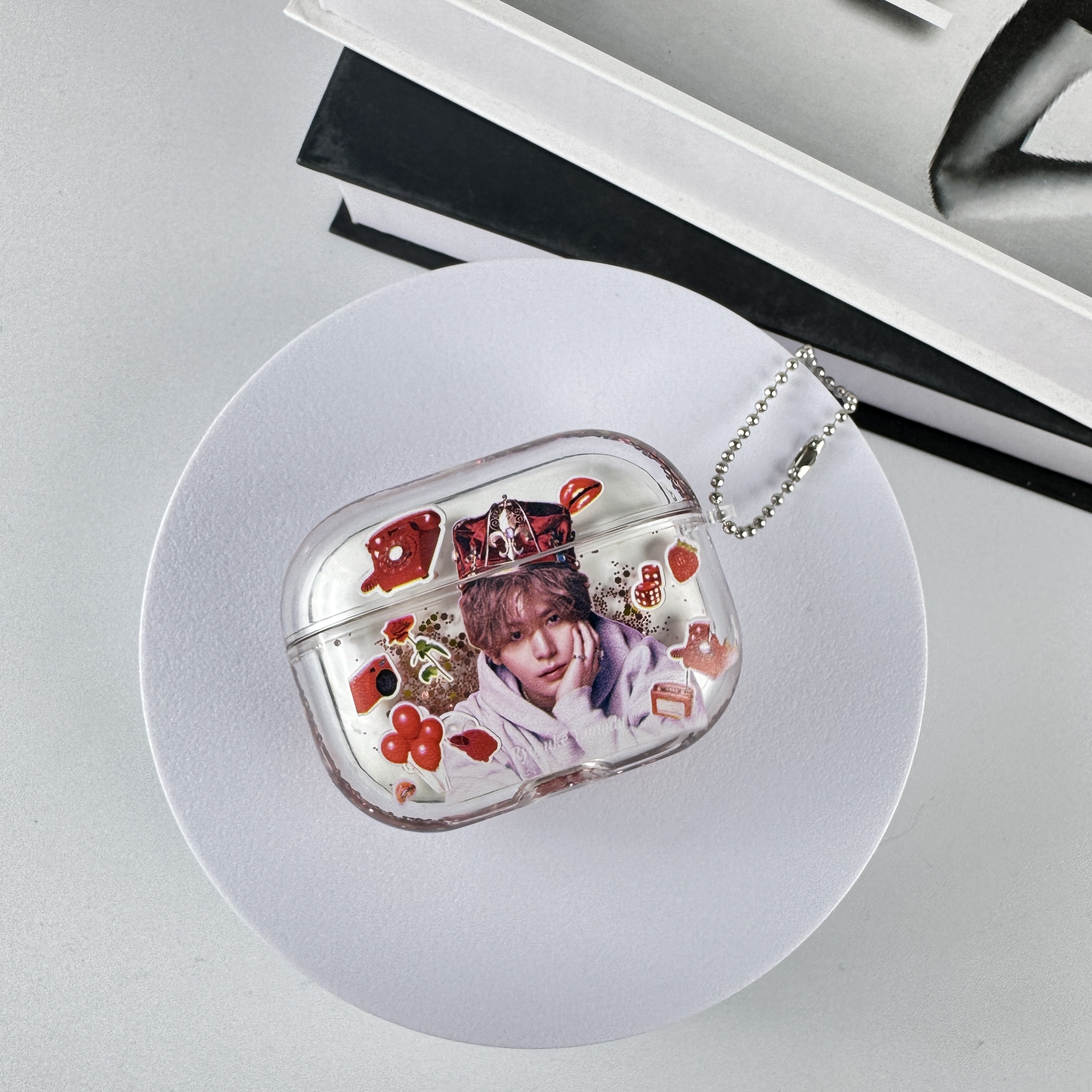 AirPods保護ケース キラキラ流砂イヤホンケース-赤【山田涼介Ryosuke Yamada/Hey!Say!Jump/RED】