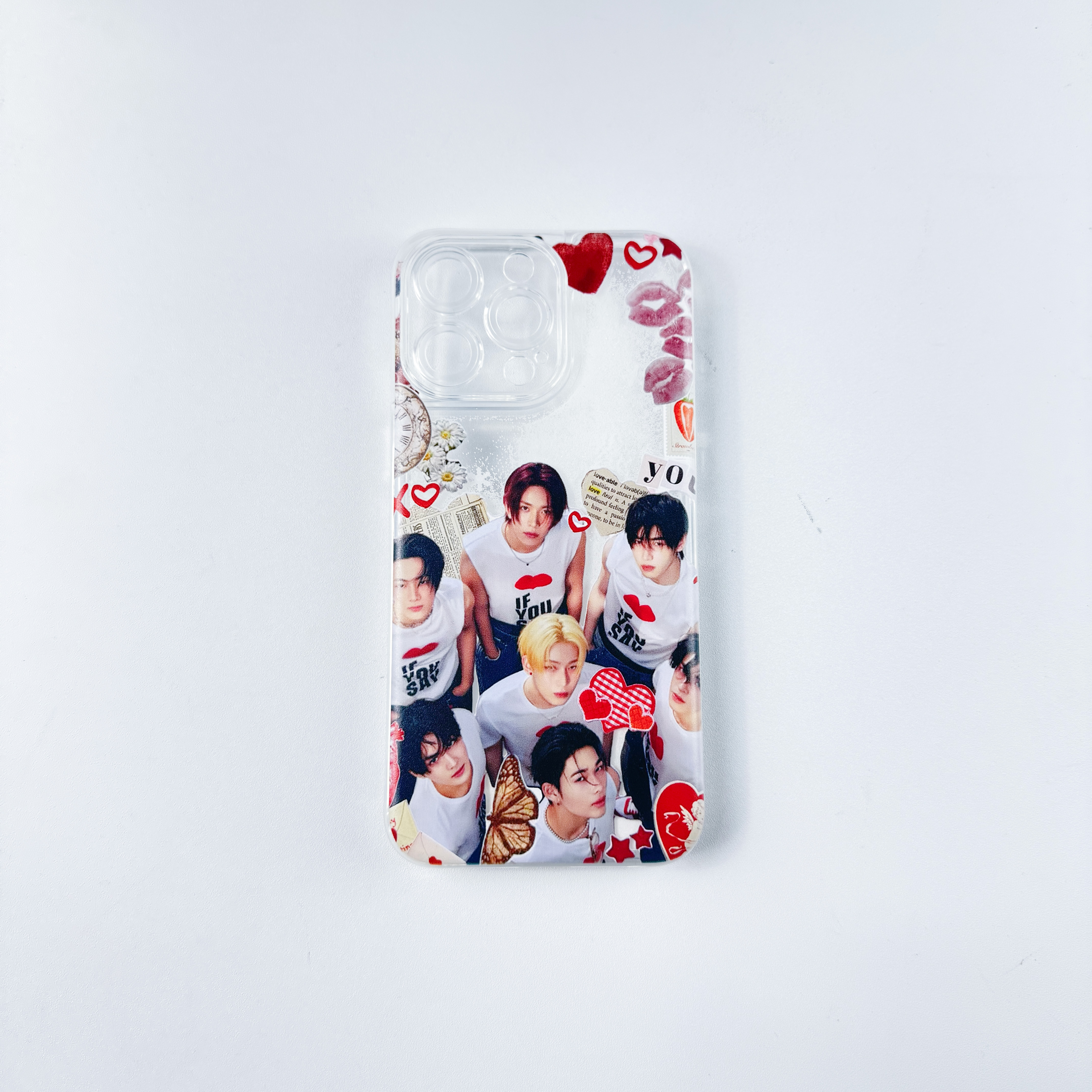 キラキラ流砂スマホケース-白【ENHYPEN】