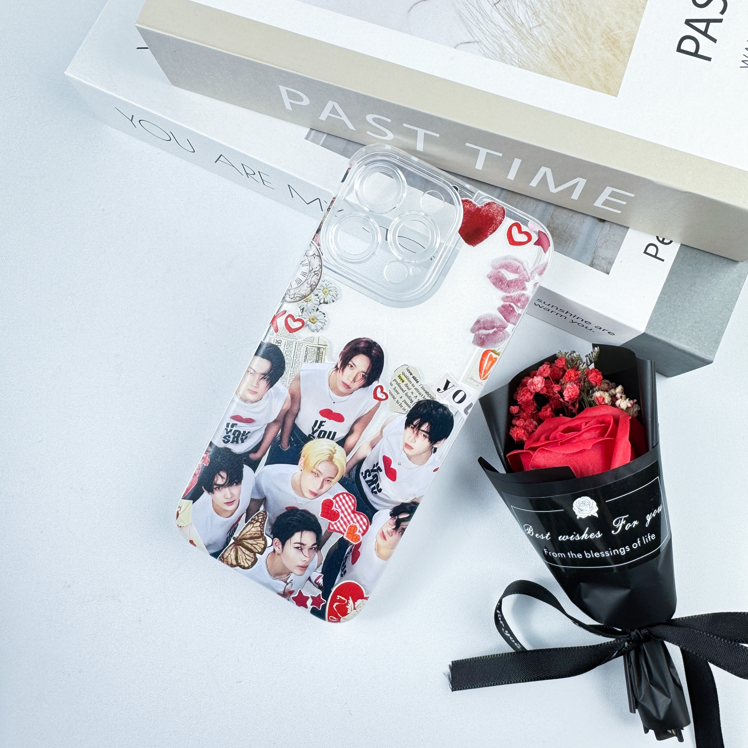 キラキラ流砂スマホケース-白【ENHYPEN】