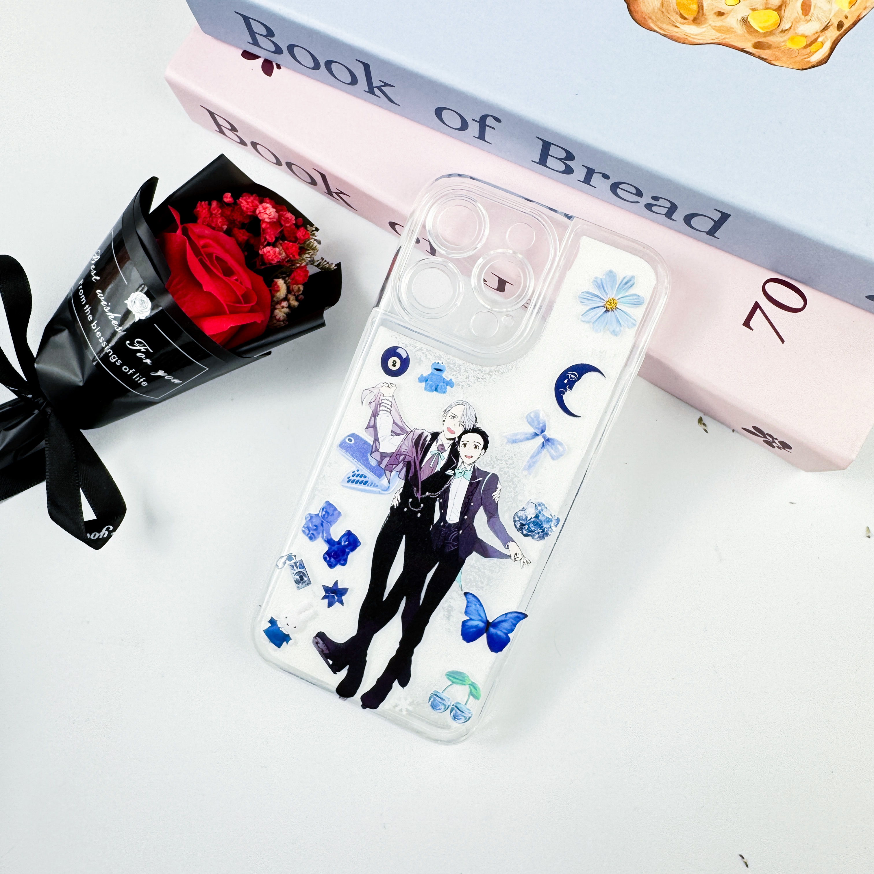 キラキラ流砂スマホケース-白【YURIONICE】