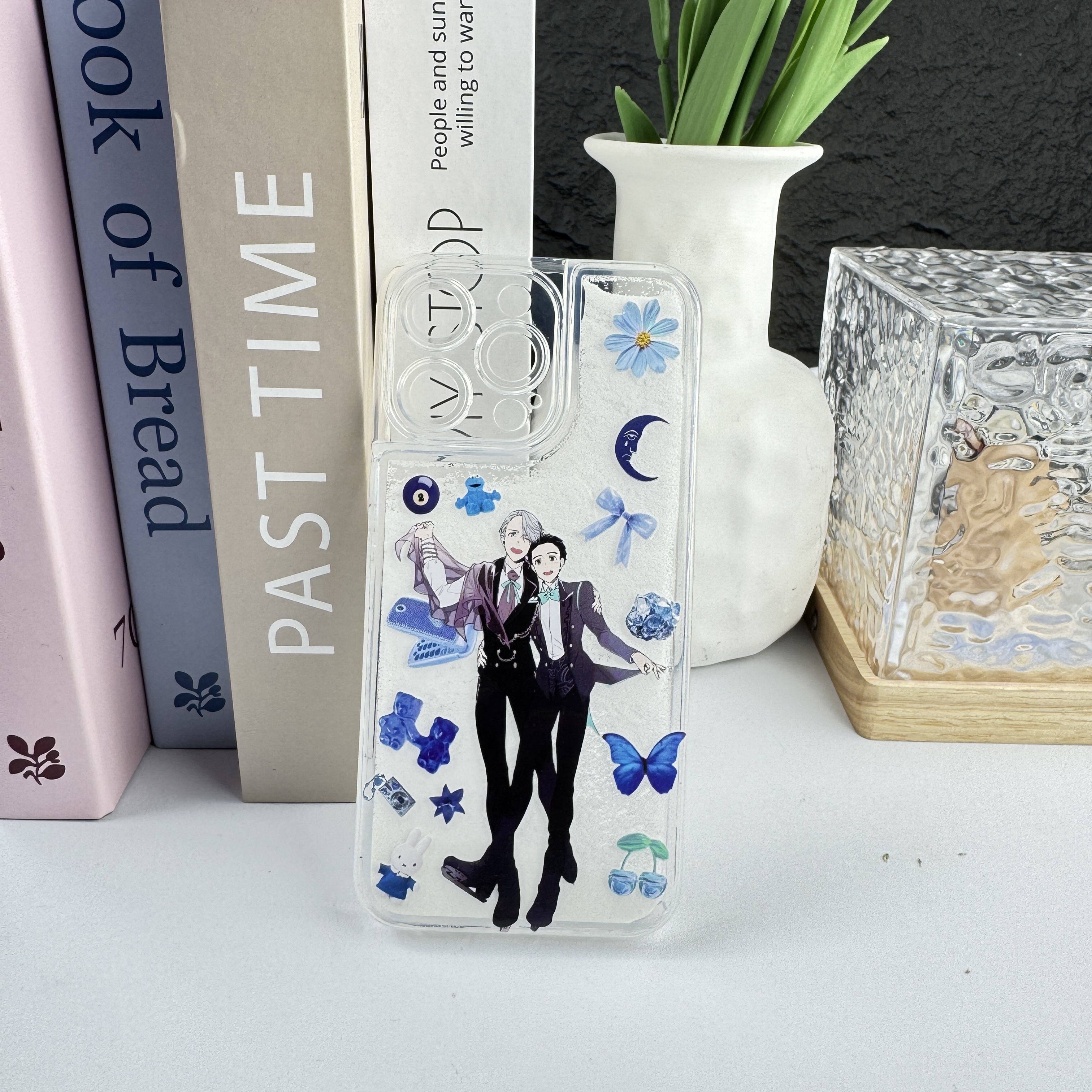 キラキラ流砂スマホケース-白【YURIONICE】