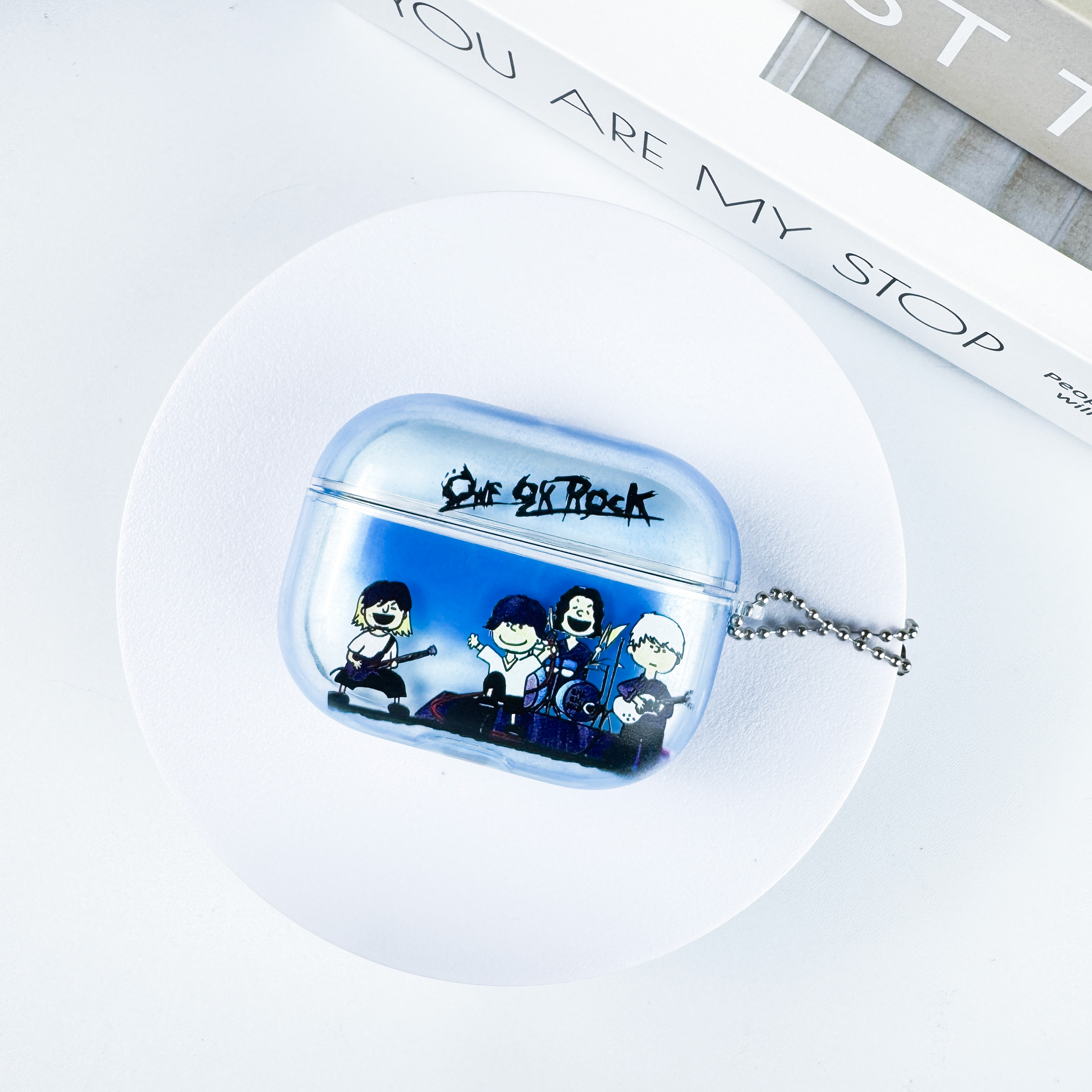 AirPods保護ケース キラキラ流砂イヤホンケース-青【ONE OK ROCK】