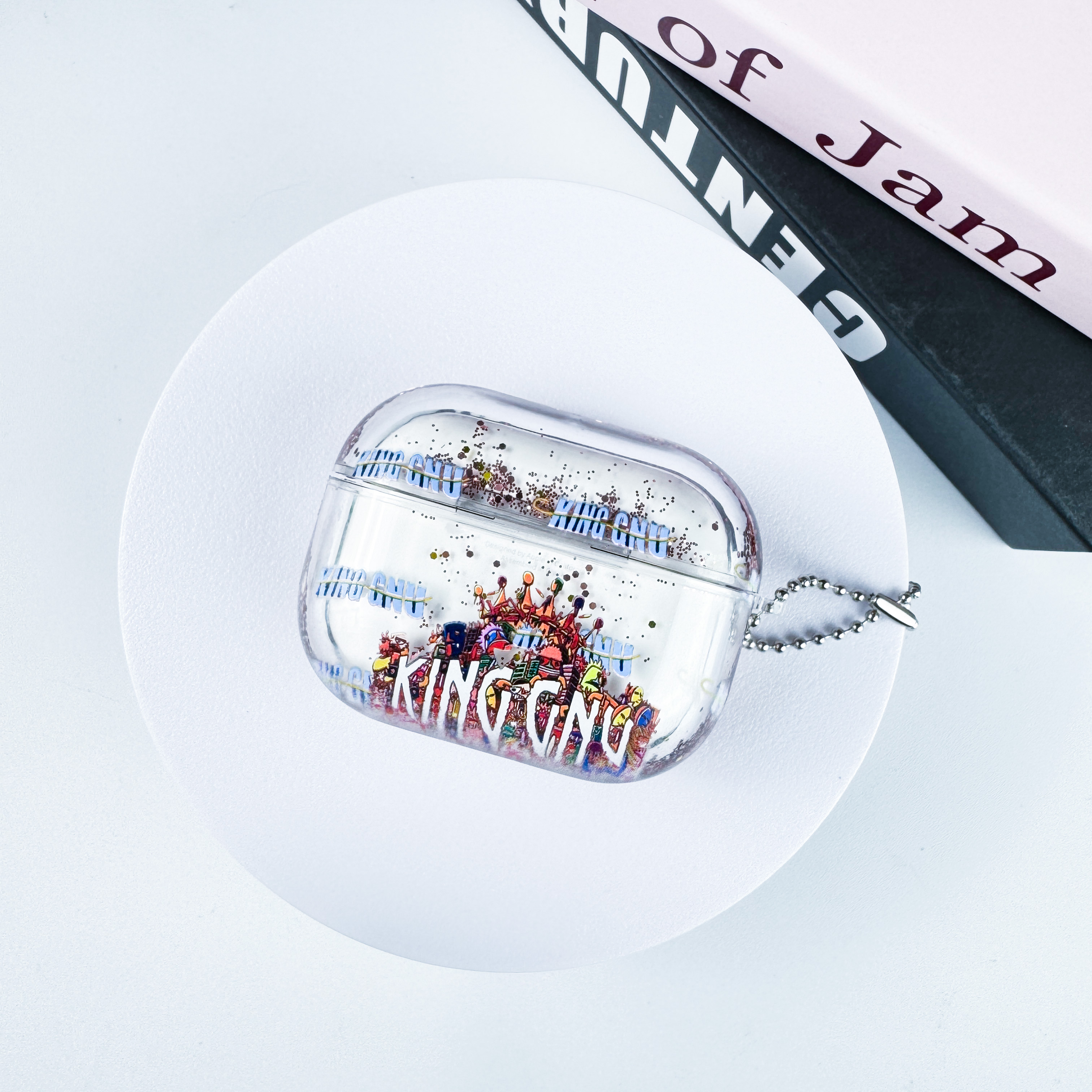 AirPods保護ケース キラキラ流砂イヤホンケース-赤【KING GNU】