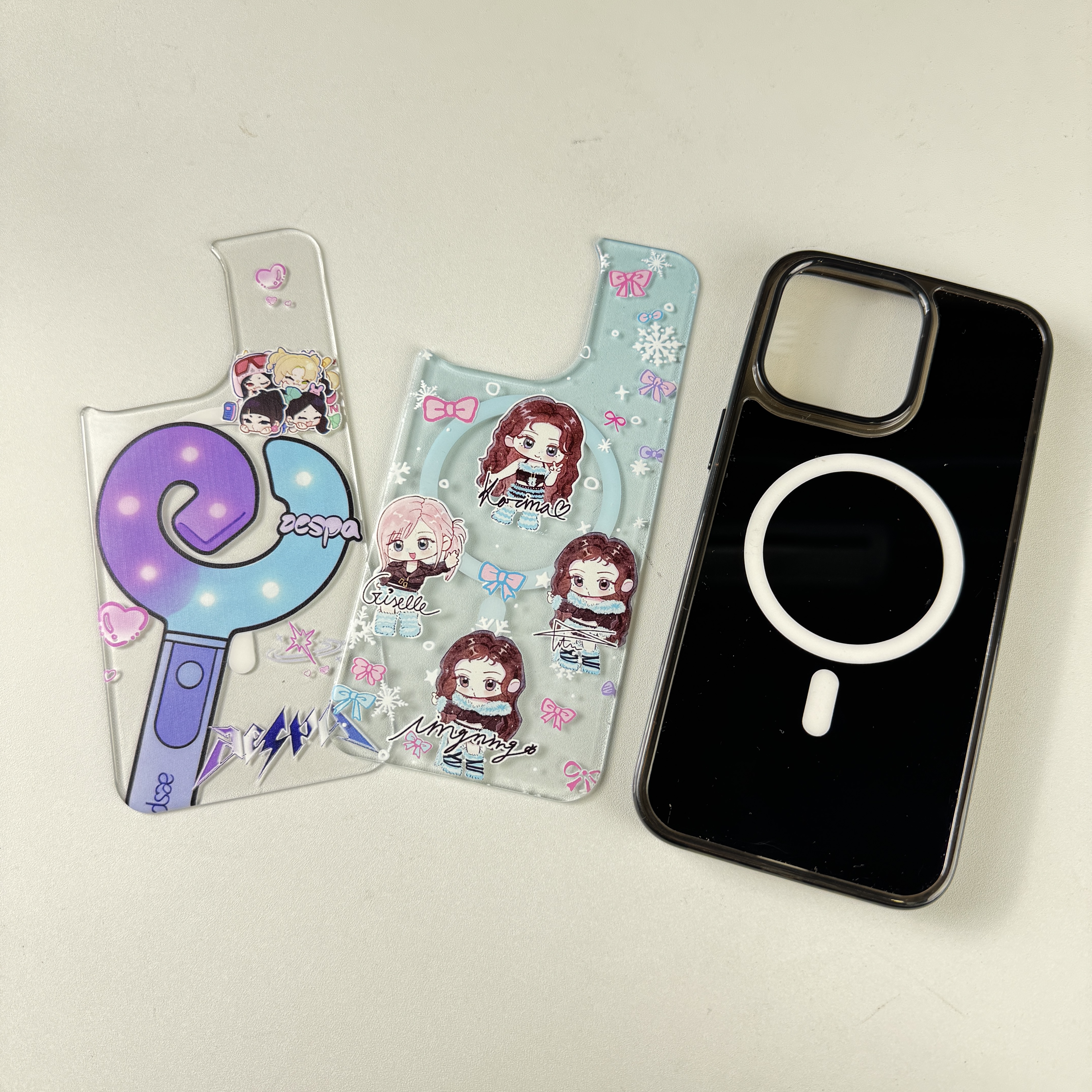 交換可能 バックプレート 付き マグネット 2in1 スマホカバー【AESPA】