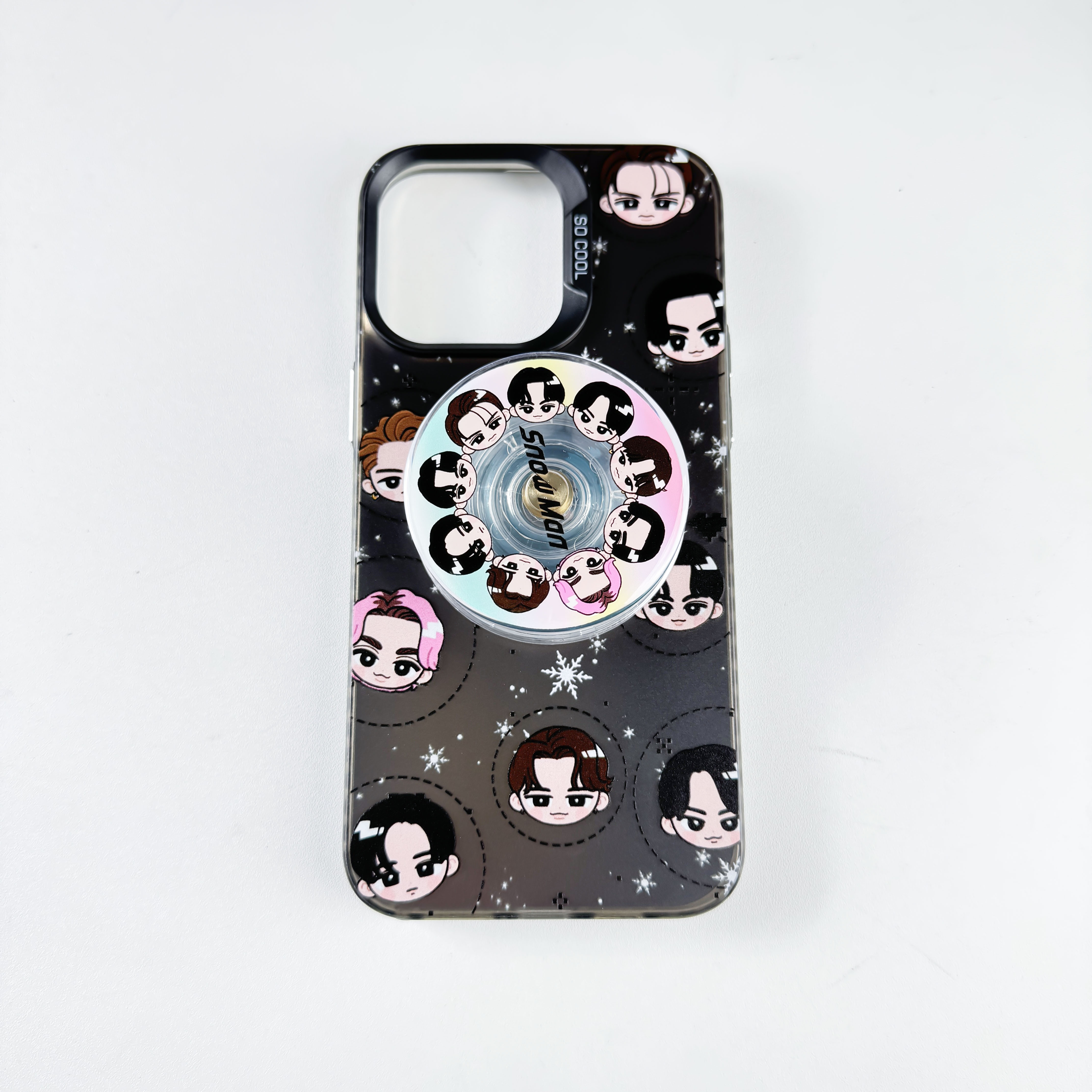 磁気吸着 回転スタンド 対応 スマホケース【SNOWMAN】