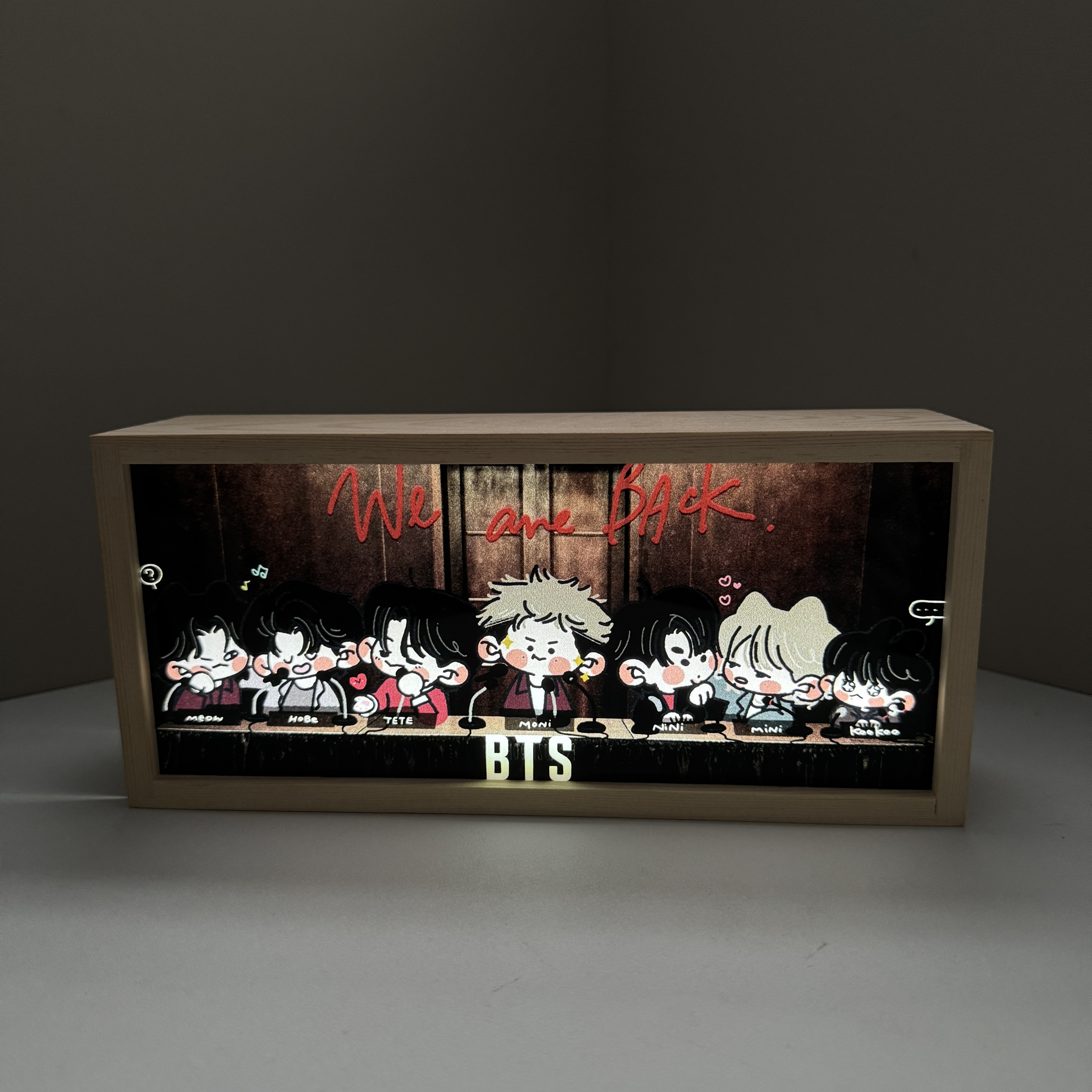 木製ベース 両面発光アクリルナイトライト【BTS】