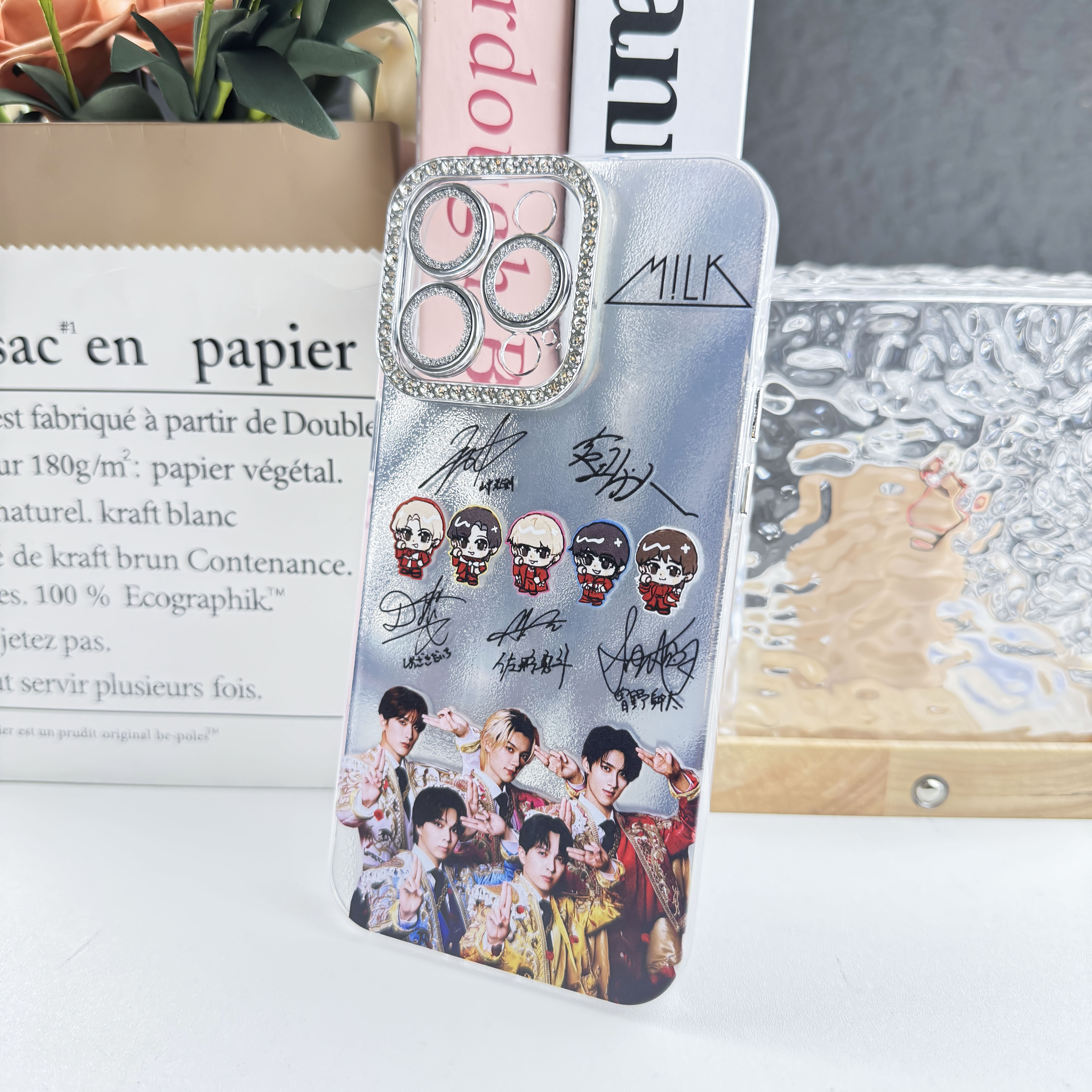 ダイヤモンドレーザーグラデーションスマートフォンケース【MILK/好きすぎて滅！】